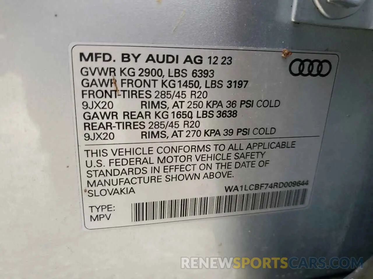 14 Photograph of a damaged car WA1LCBF74RD009644 AUDI Q7 2024