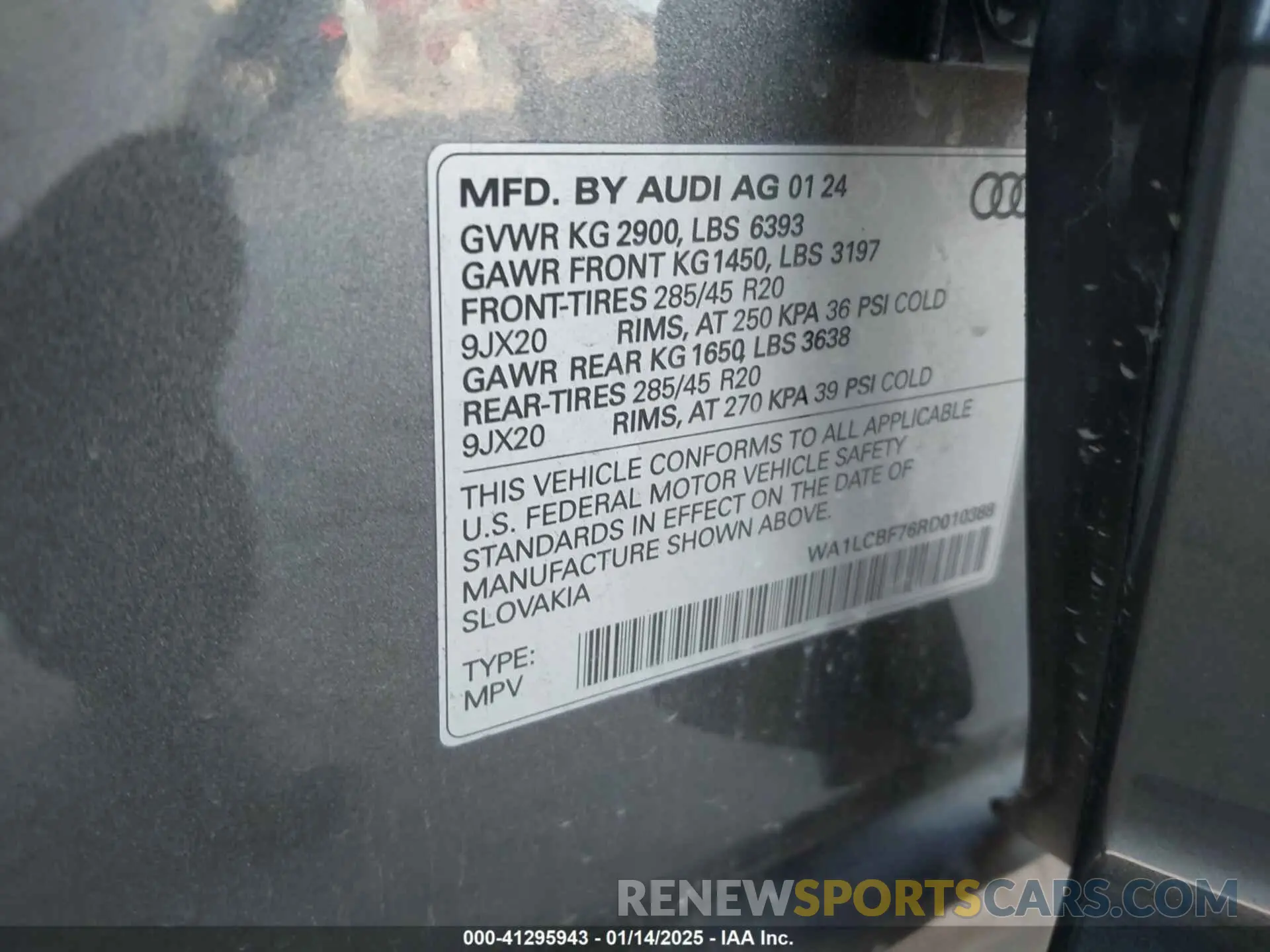 9 Photograph of a damaged car WA1LCBF76RD010388 AUDI Q7 2024