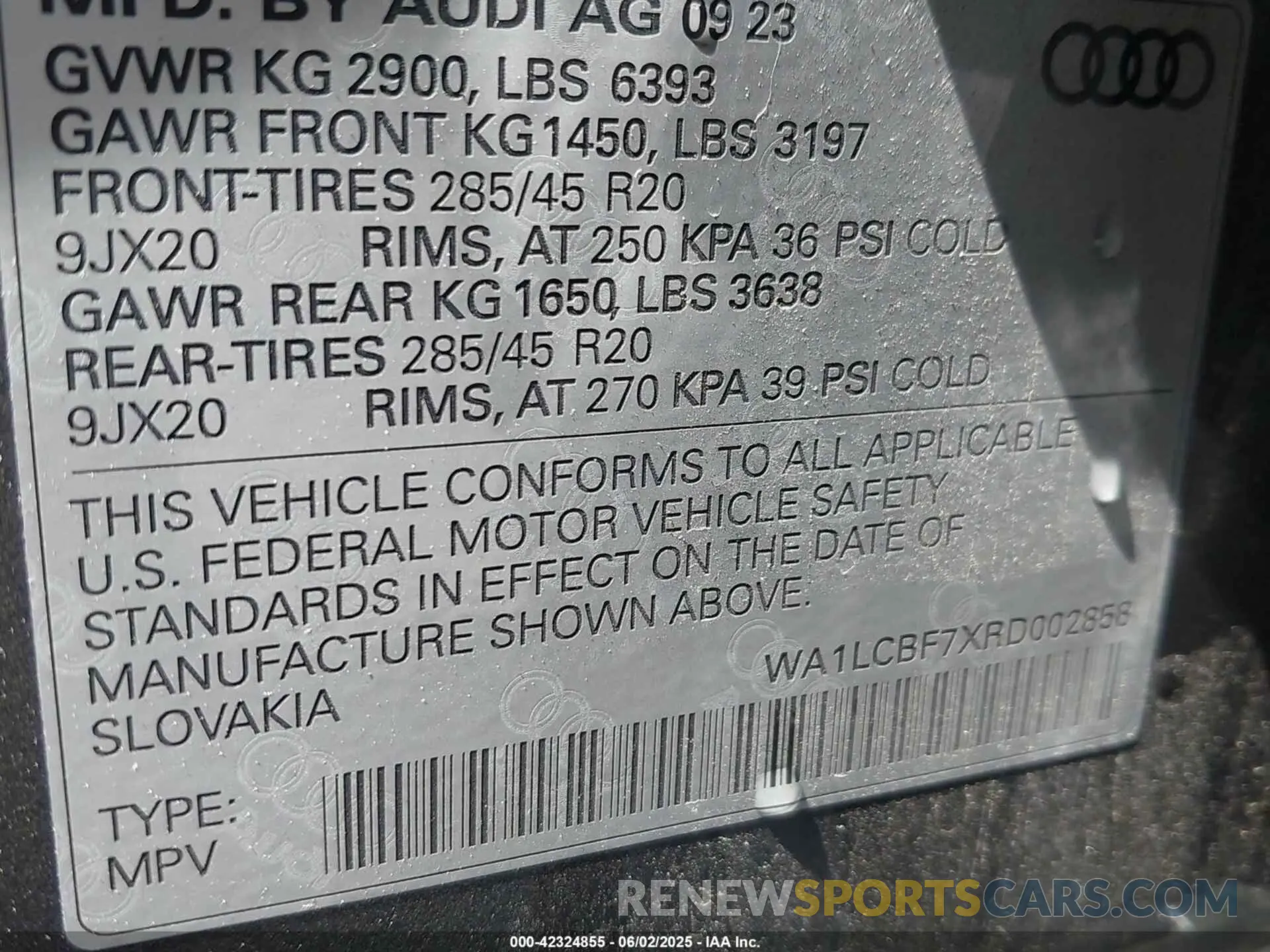 9 Photograph of a damaged car WA1LCBF7XRD002858 AUDI Q7 2024