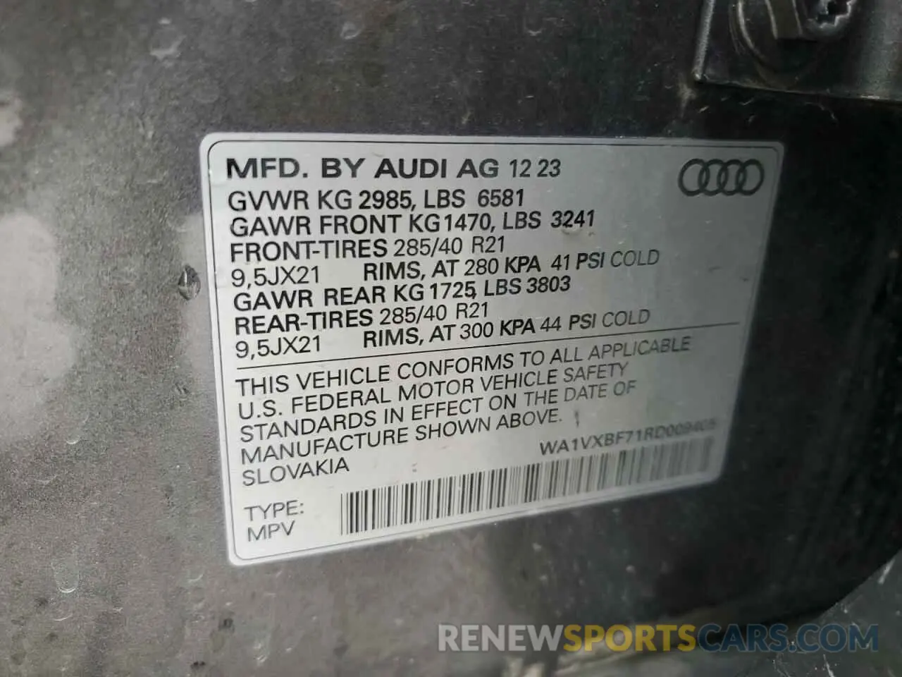 14 Photograph of a damaged car WA1VXBF71RD009405 AUDI Q7 2024