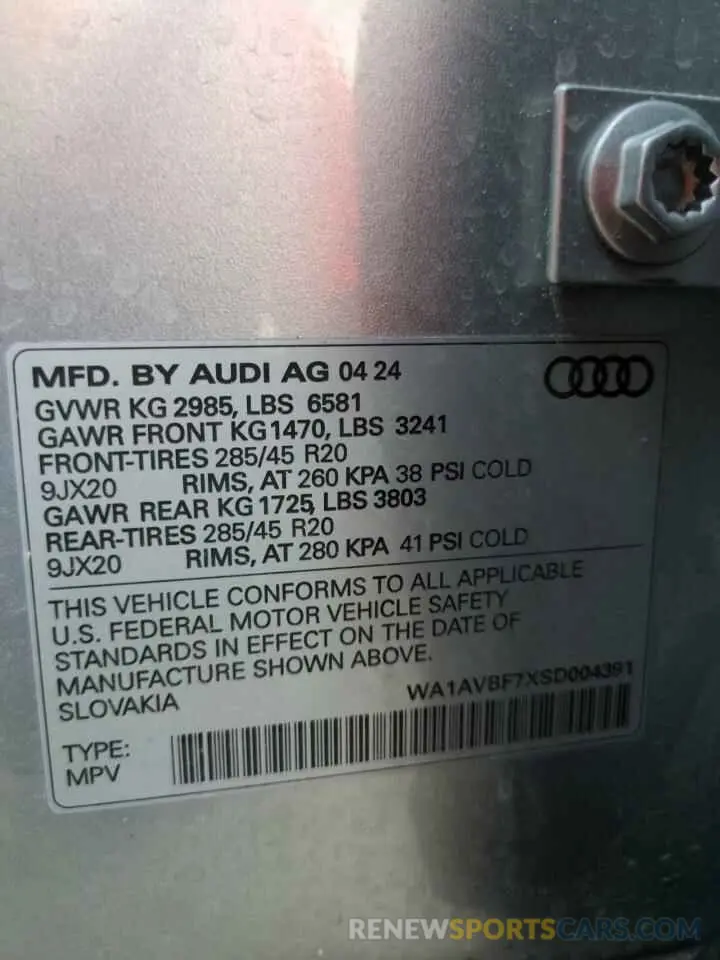 14 Photograph of a damaged car WA1AVBF7XSD004391 AUDI Q7 2025