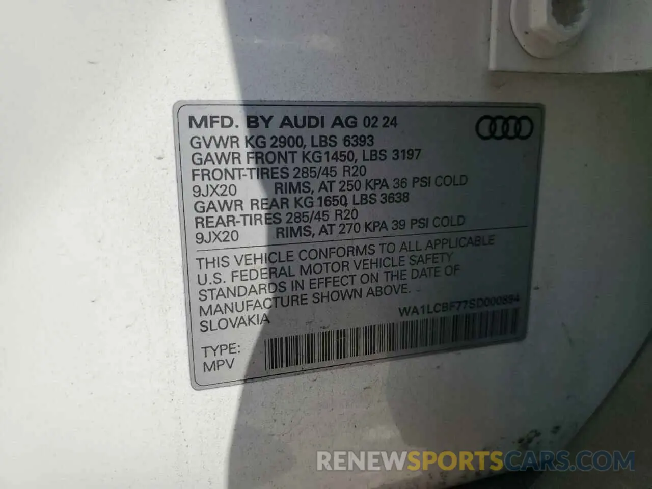 14 Photograph of a damaged car WA1LCBF77SD000894 AUDI Q7 2025
