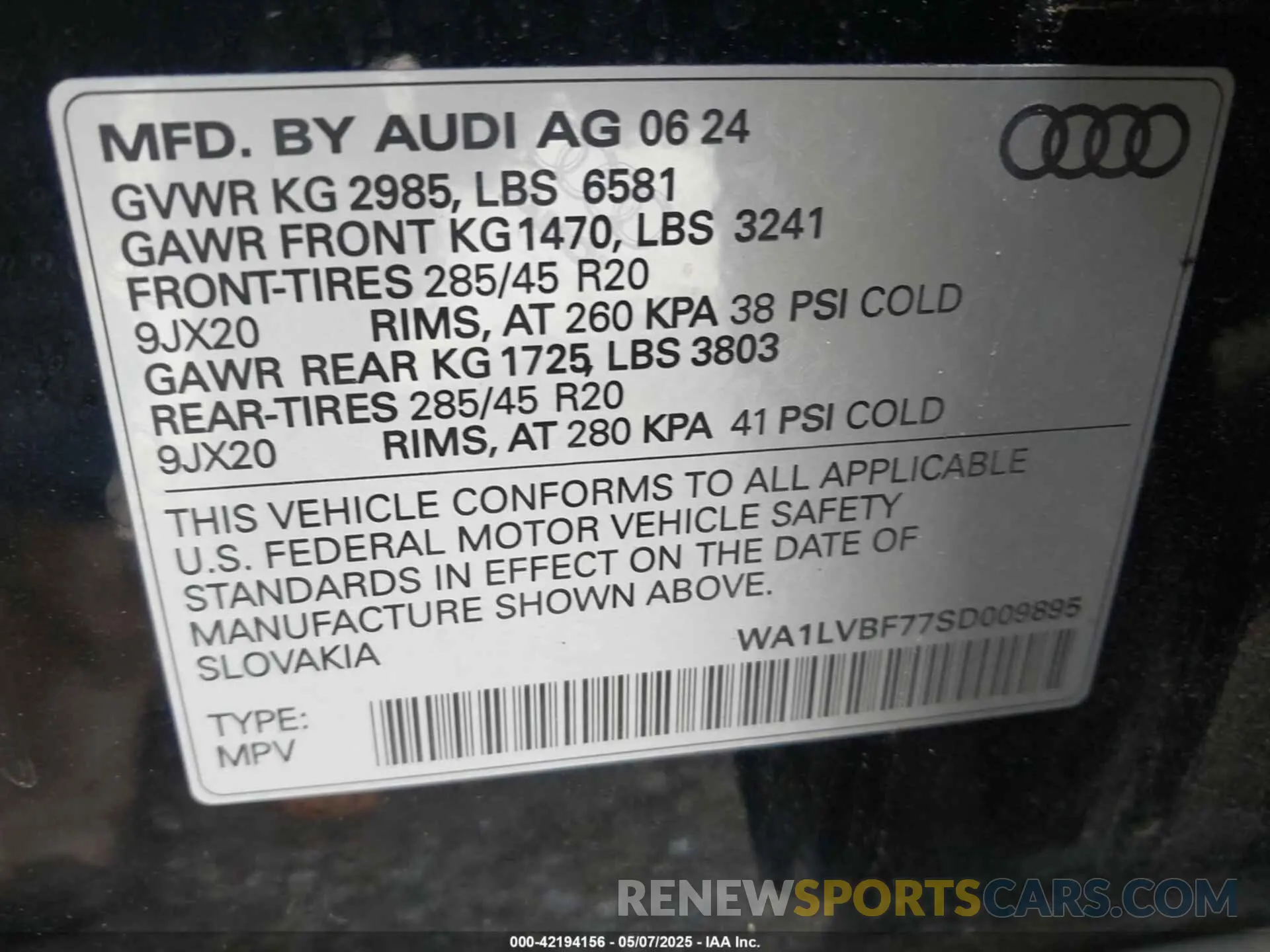 9 Photograph of a damaged car WA1LVBF77SD009895 AUDI Q7 2025