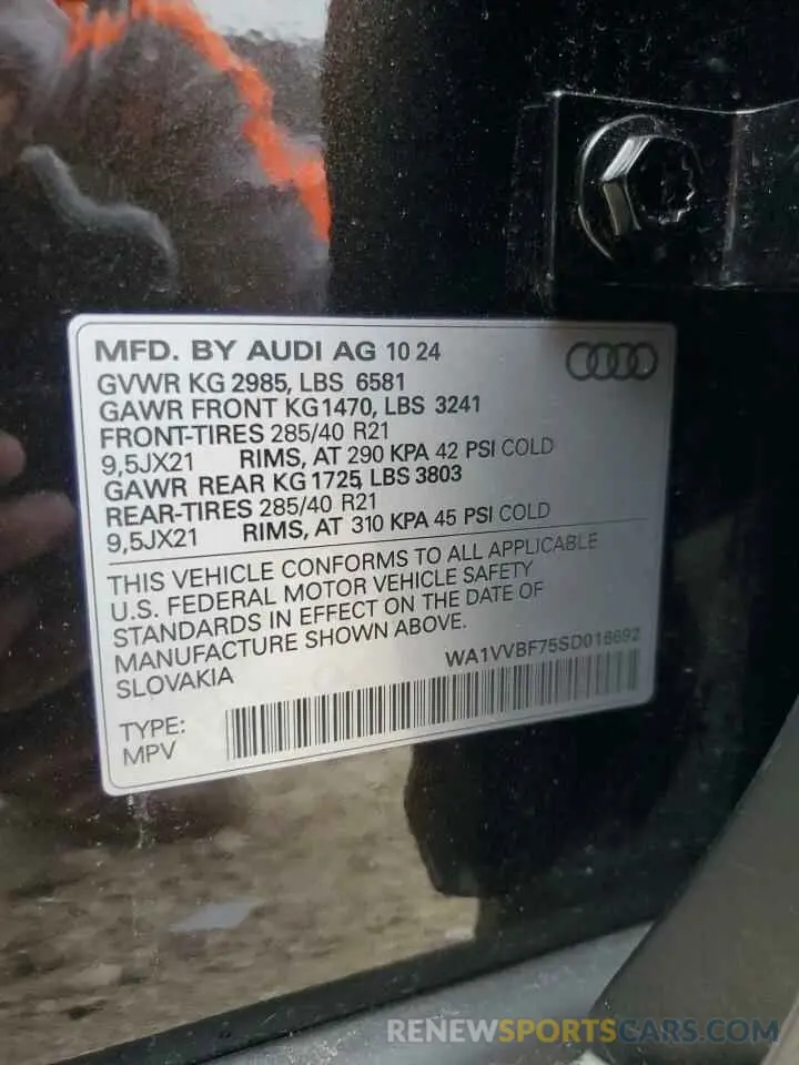13 Photograph of a damaged car WA1VVBF75SD016692 AUDI Q7 2025