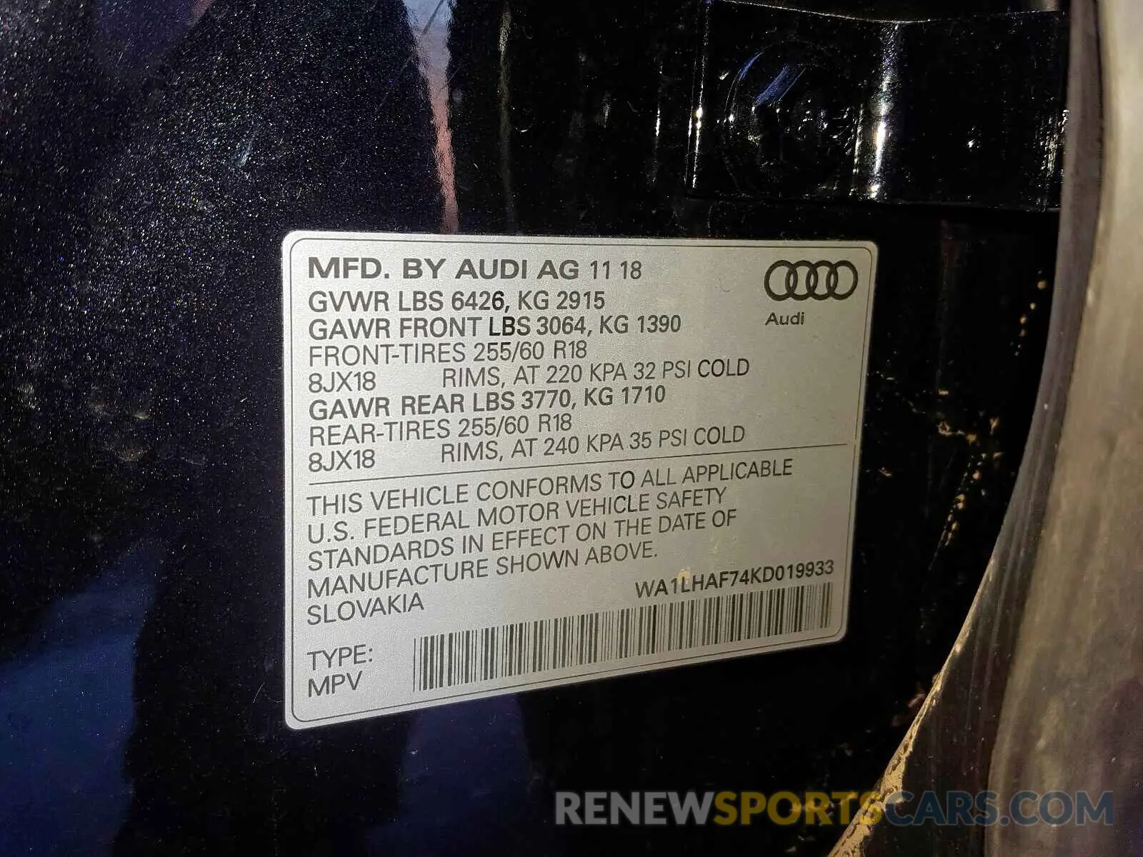 10 Photograph of a damaged car WA1LHAF74KD019933 AUDI Q7 PREMIUM 2019