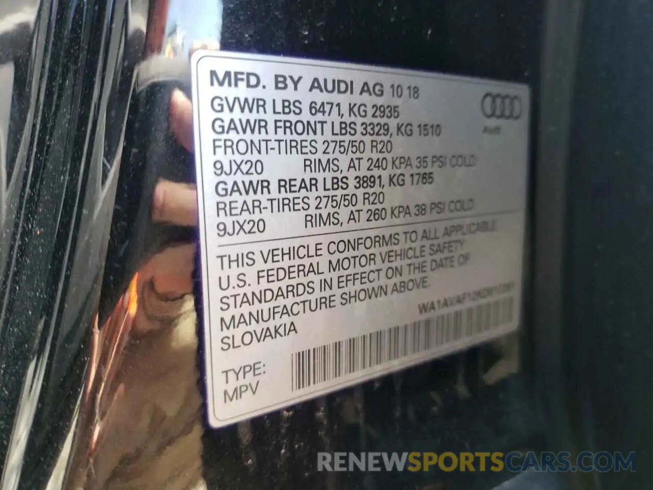 10 Photograph of a damaged car WA1AVAF12KD012281 AUDI Q8 2019