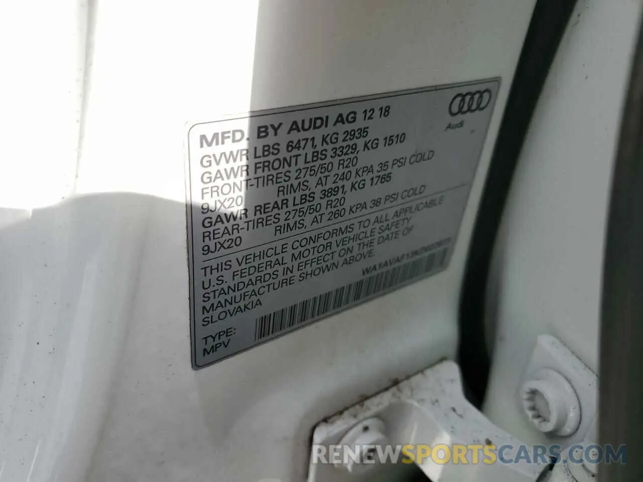13 Photograph of a damaged car WA1AVAF13KD022673 AUDI Q8 2019