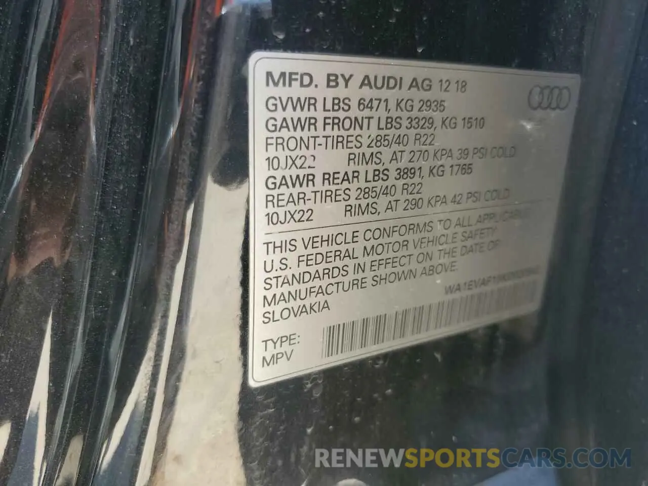 14 Photograph of a damaged car WA1EVAF19KD020962 AUDI Q8 2019