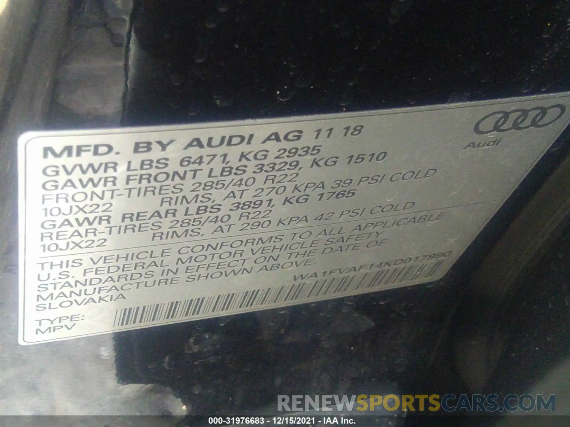 9 Photograph of a damaged car WA1FVAF14KD017990 AUDI Q8 2019