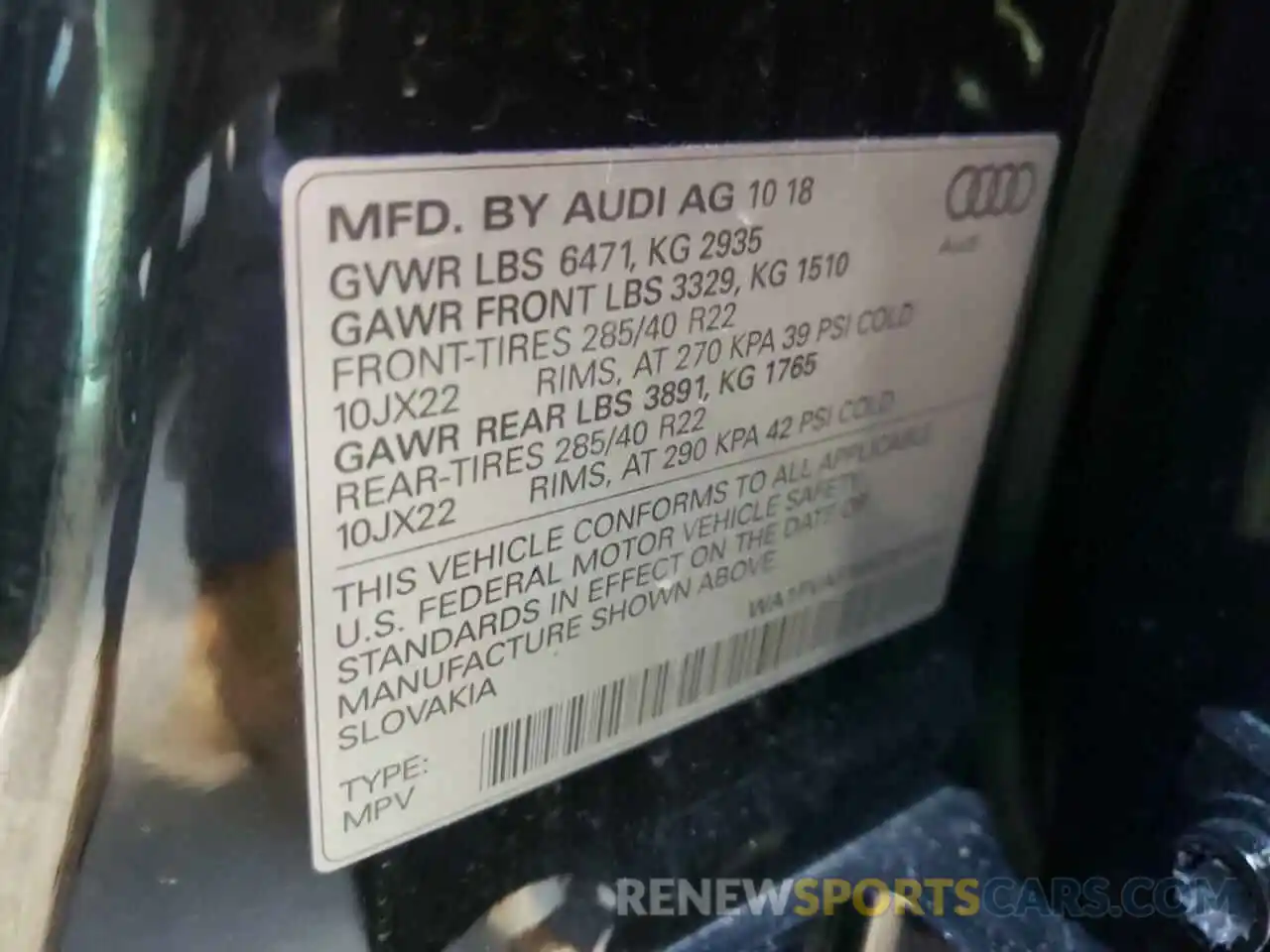 10 Photograph of a damaged car WA1FVAF16KD012192 AUDI Q8 2019