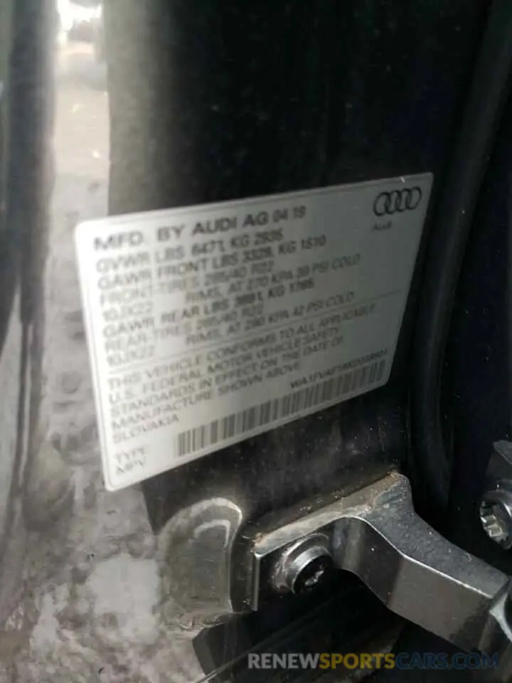 13 Photograph of a damaged car WA1FVAF19KD038804 AUDI Q8 2019