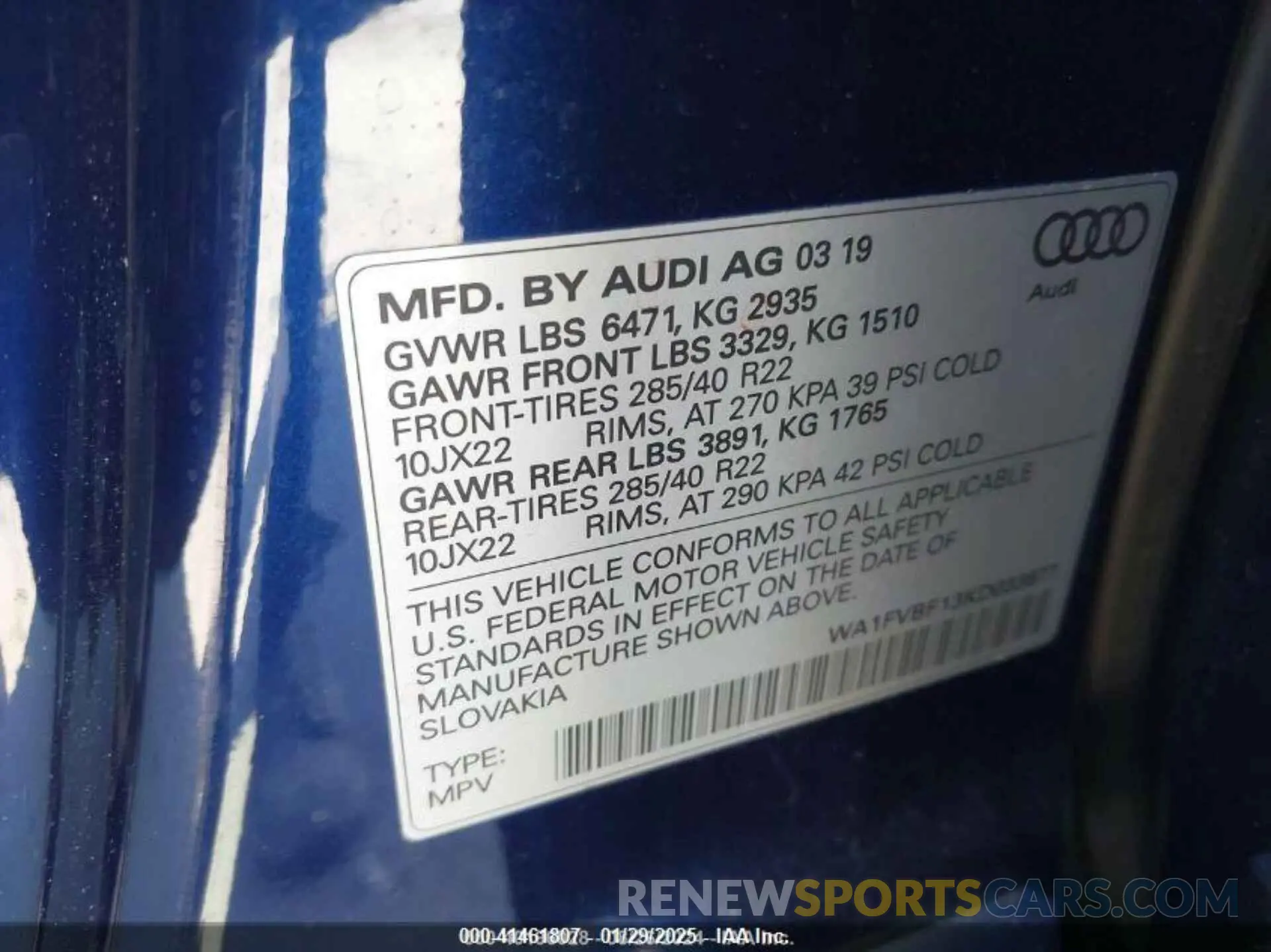 9 Photograph of a damaged car WA1FVBF13KD033878 AUDI Q8 2019