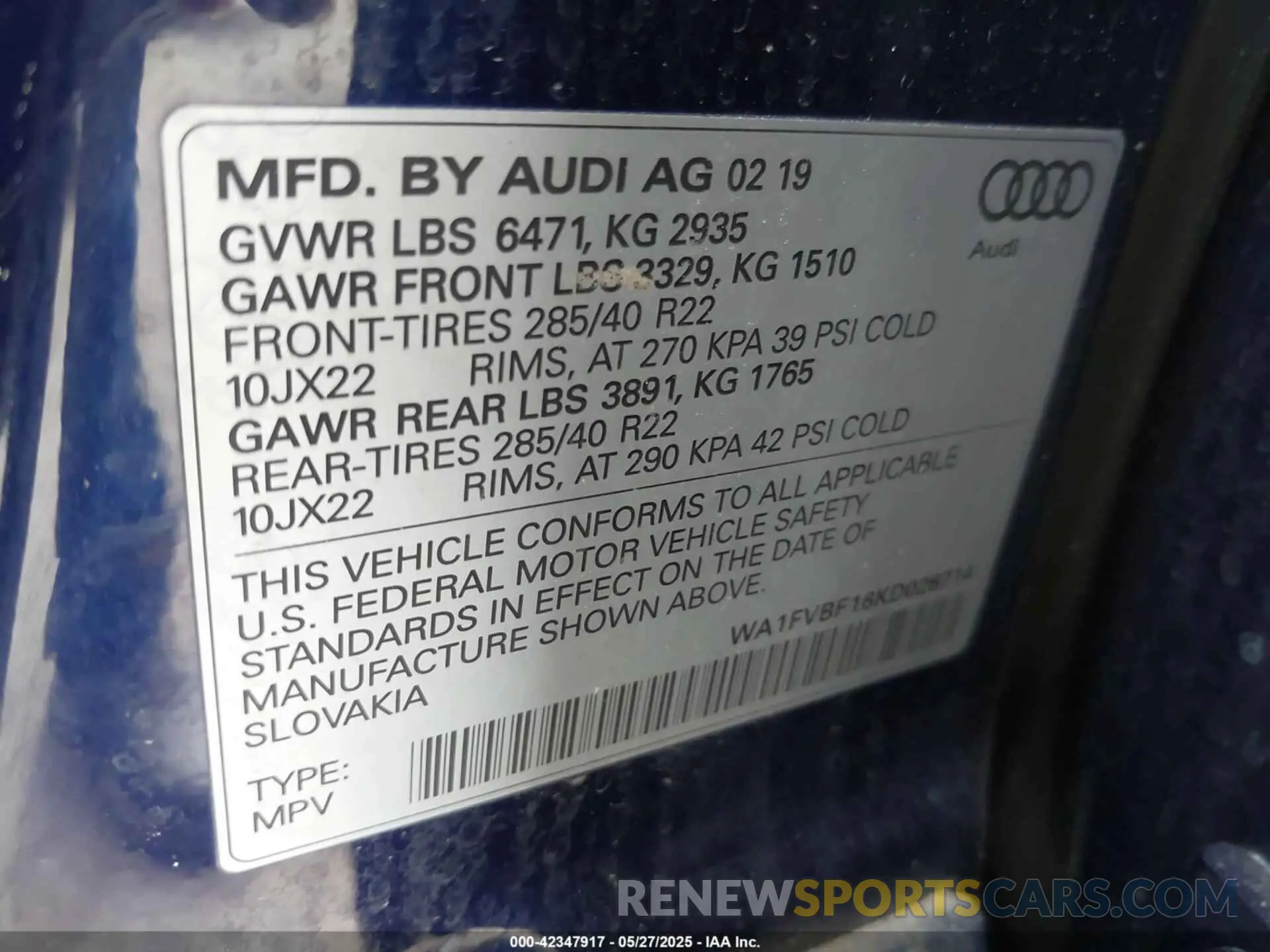 9 Photograph of a damaged car WA1FVBF16KD026714 AUDI Q8 2019