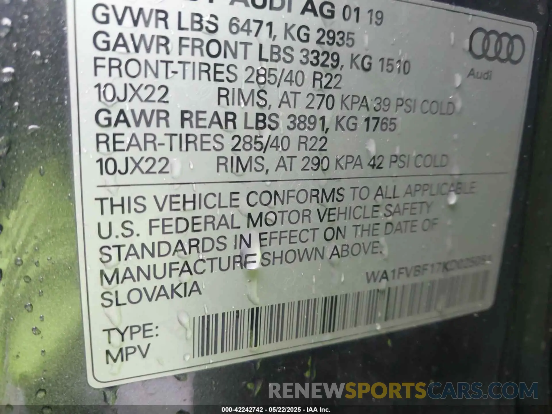 9 Photograph of a damaged car WA1FVBF17KD025054 AUDI Q8 2019