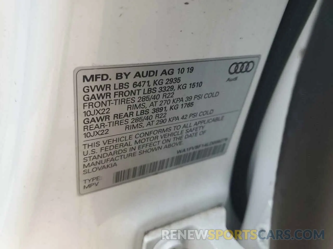14 Photograph of a damaged car WA1FVBF14LD009279 AUDI Q8 2020