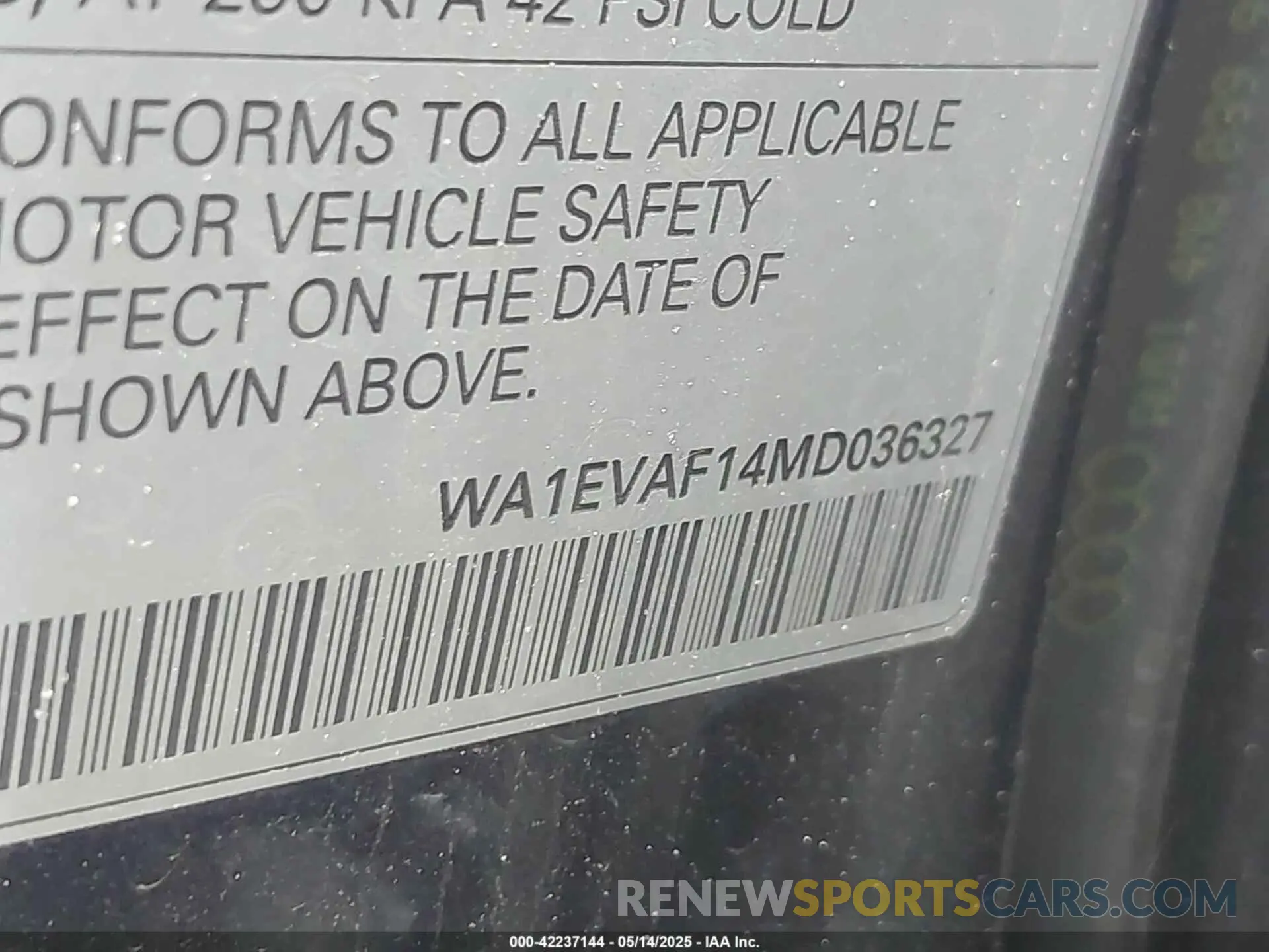 9 Photograph of a damaged car WA1EVAF14MD036327 AUDI Q8 2021
