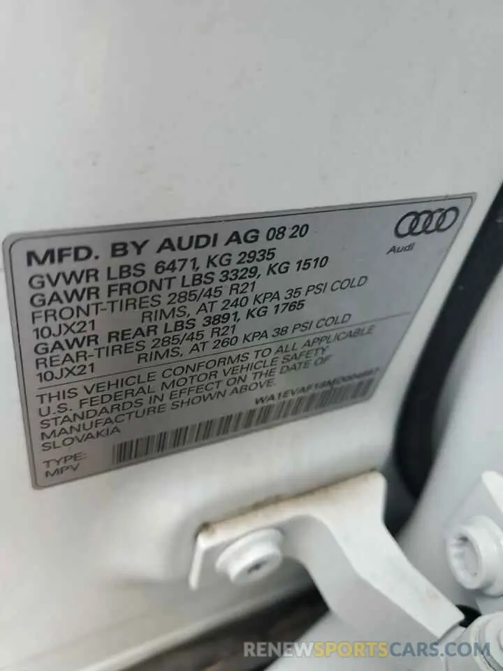13 Photograph of a damaged car WA1EVAF18MD004657 AUDI Q8 2021