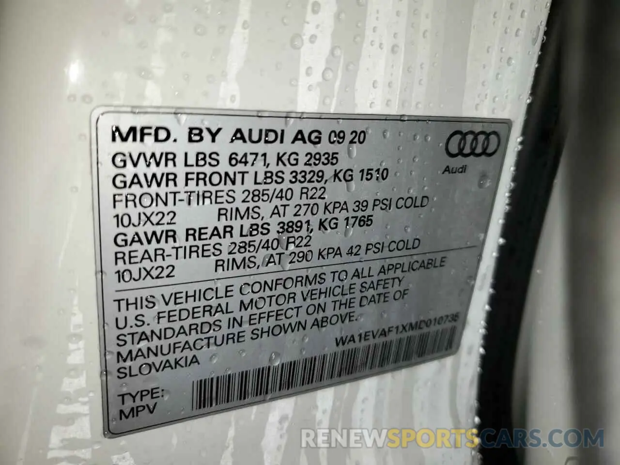 13 Photograph of a damaged car WA1EVAF1XMD010735 AUDI Q8 2021