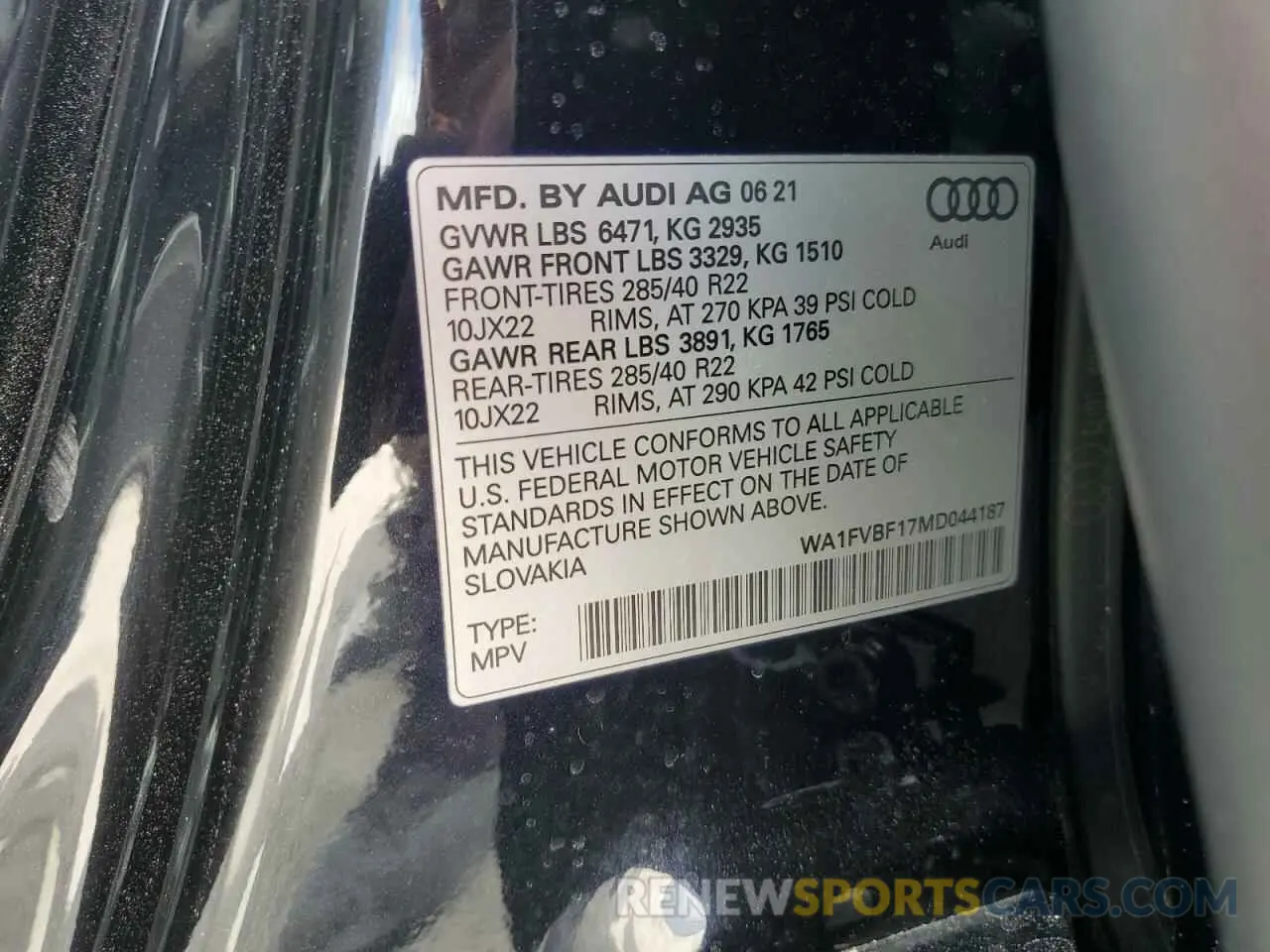 13 Photograph of a damaged car WA1FVBF17MD044187 AUDI Q8 2021