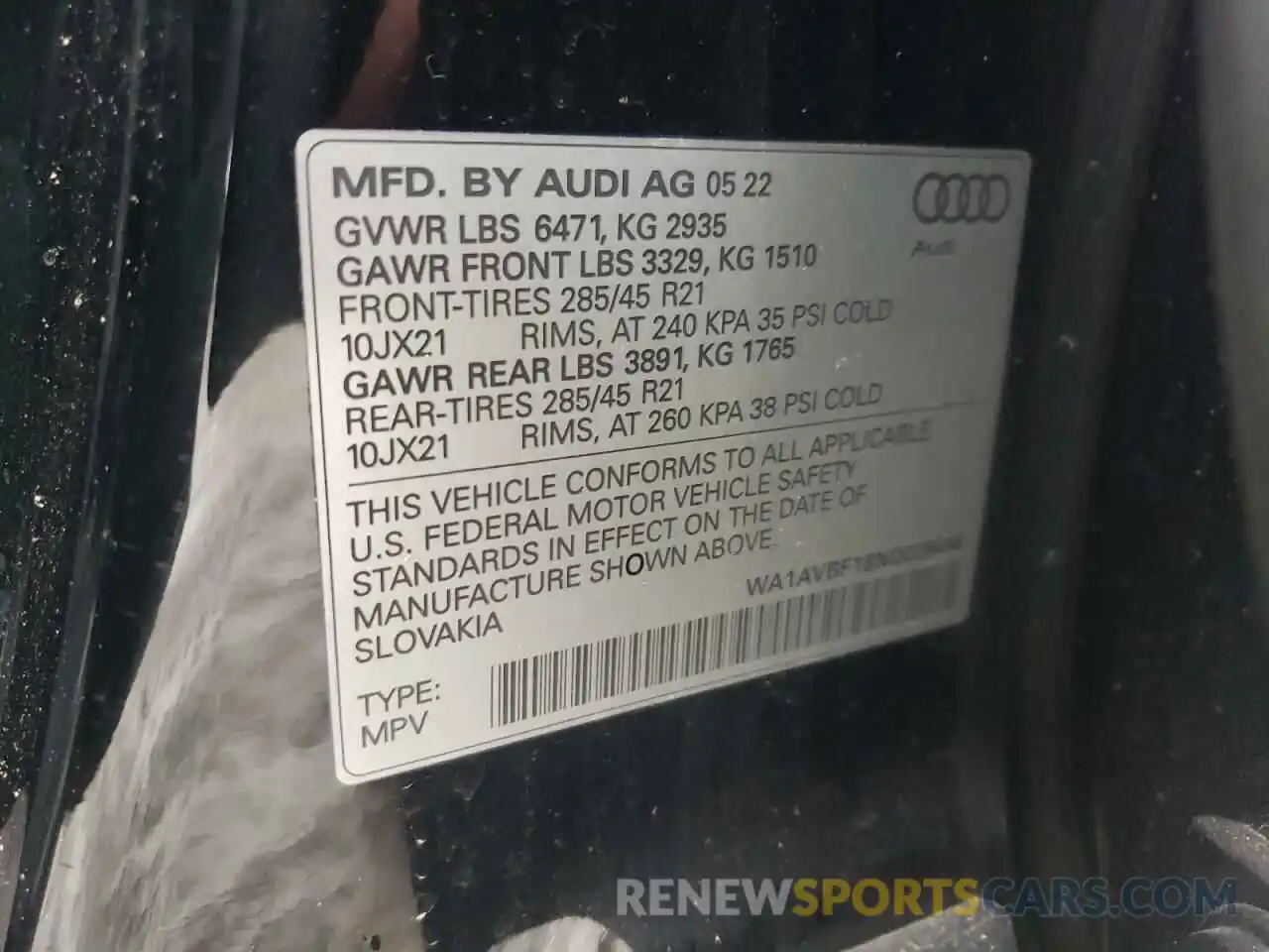 14 Photograph of a damaged car WA1AVBF18ND028446 AUDI Q8 2022