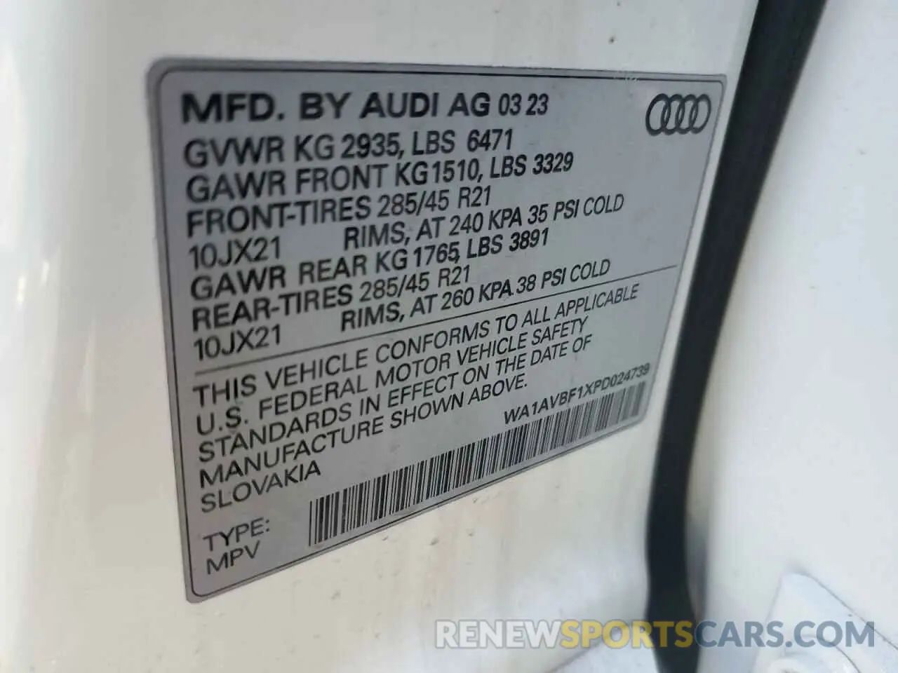 14 Photograph of a damaged car WA1AVBF1XPD024739 AUDI Q8 2023