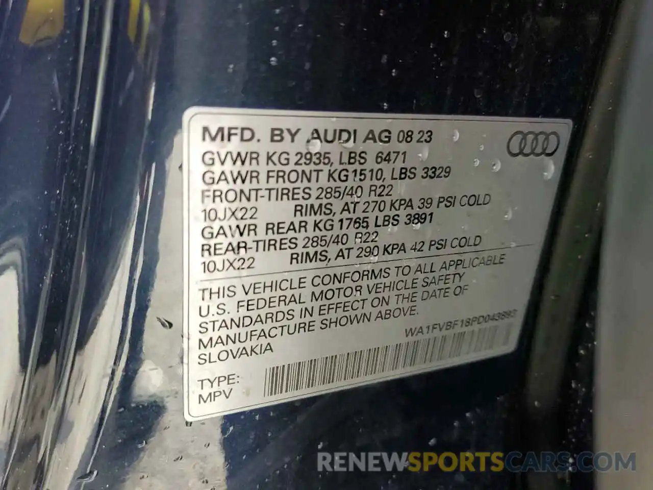 13 Photograph of a damaged car WA1FVBF18PD043893 AUDI Q8 2023