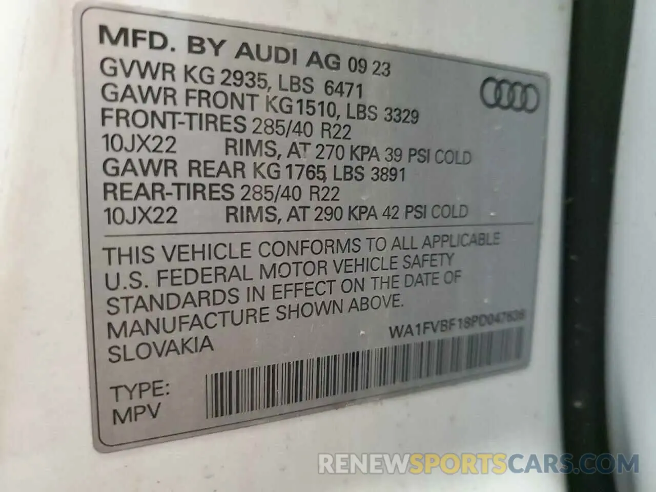 13 Photograph of a damaged car WA1FVBF18PD047636 AUDI Q8 2023