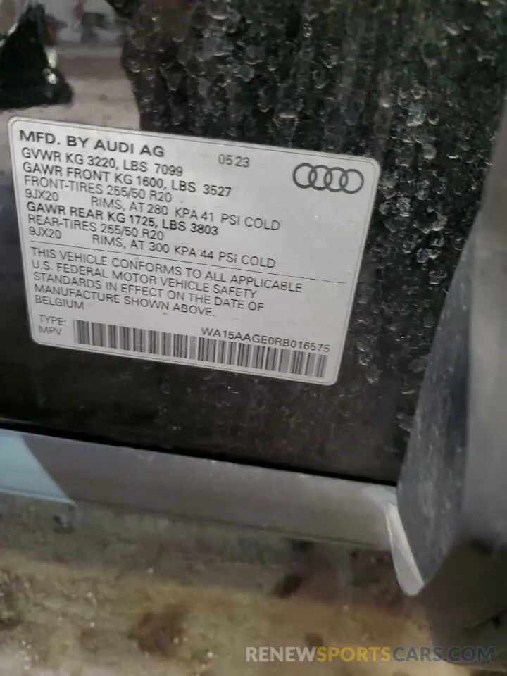 14 Photograph of a damaged car WA15AAGE0RB016575 AUDI Q8 E-TRON 2024