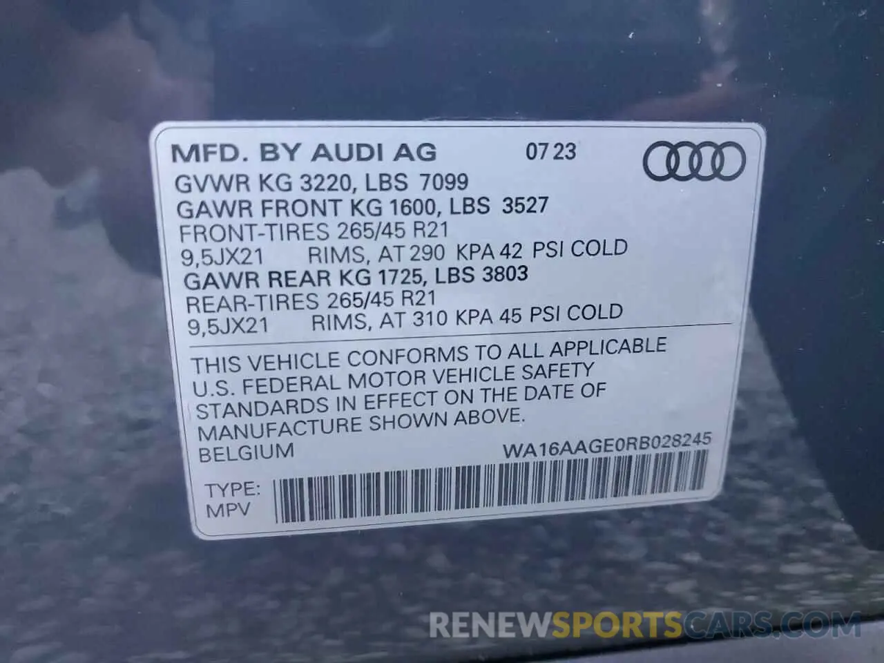 13 Photograph of a damaged car WA16AAGE0RB028245 AUDI Q8 E-TRON 2024