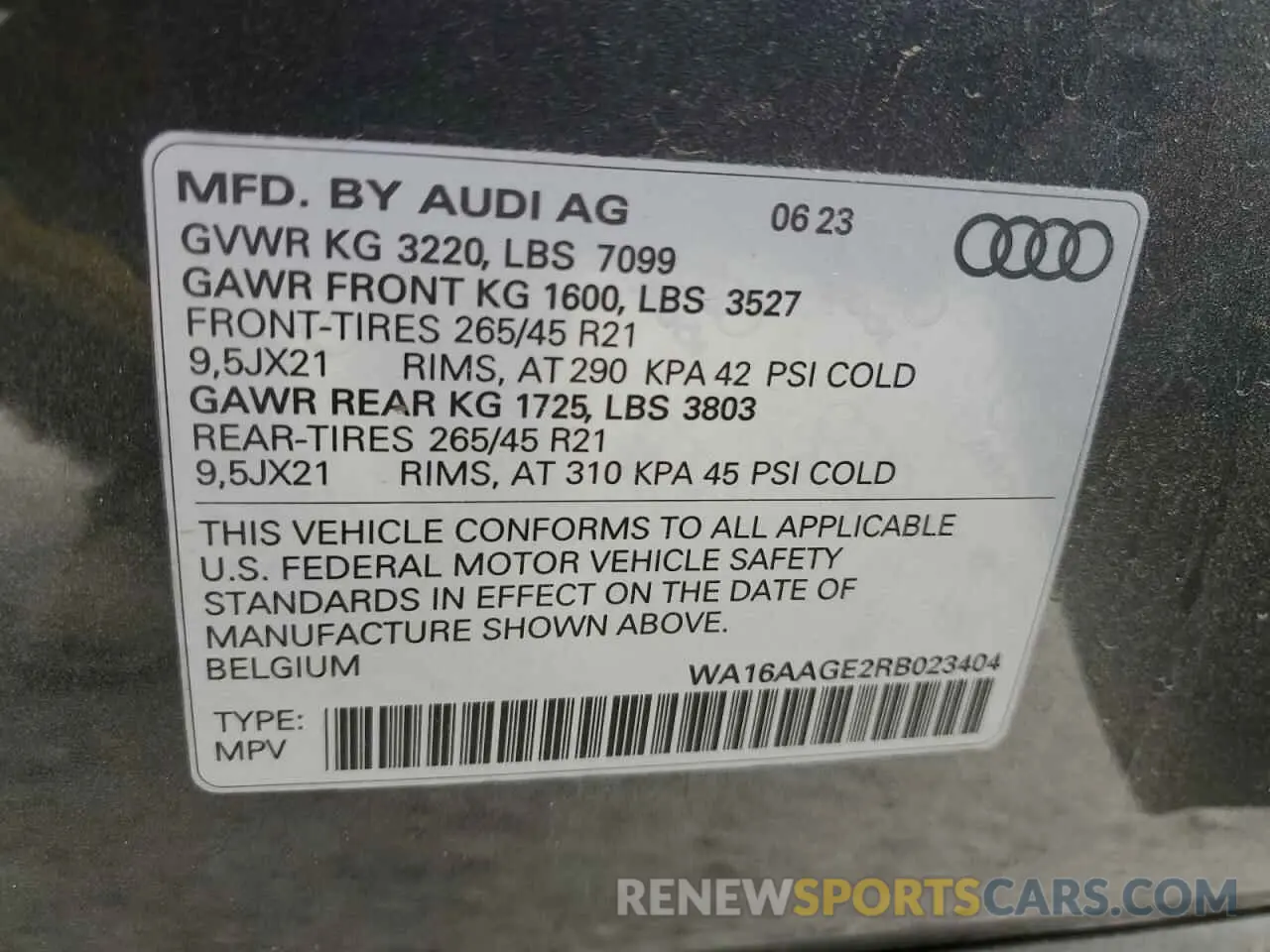 12 Photograph of a damaged car WA16AAGE2RB023404 AUDI Q8 E-TRON 2024