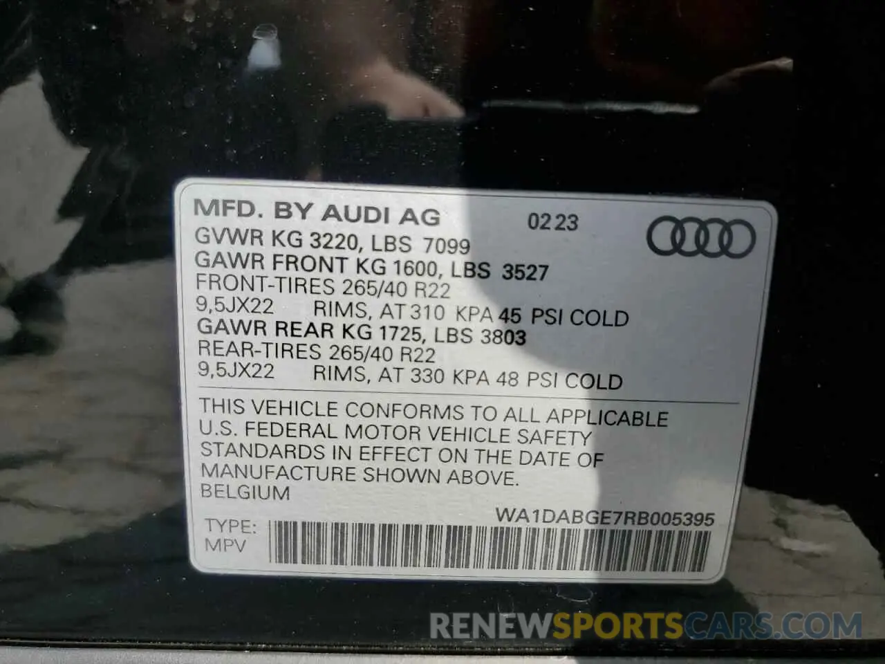 13 Photograph of a damaged car WA1DABGE7RB005395 AUDI Q8 E-TRON 2024