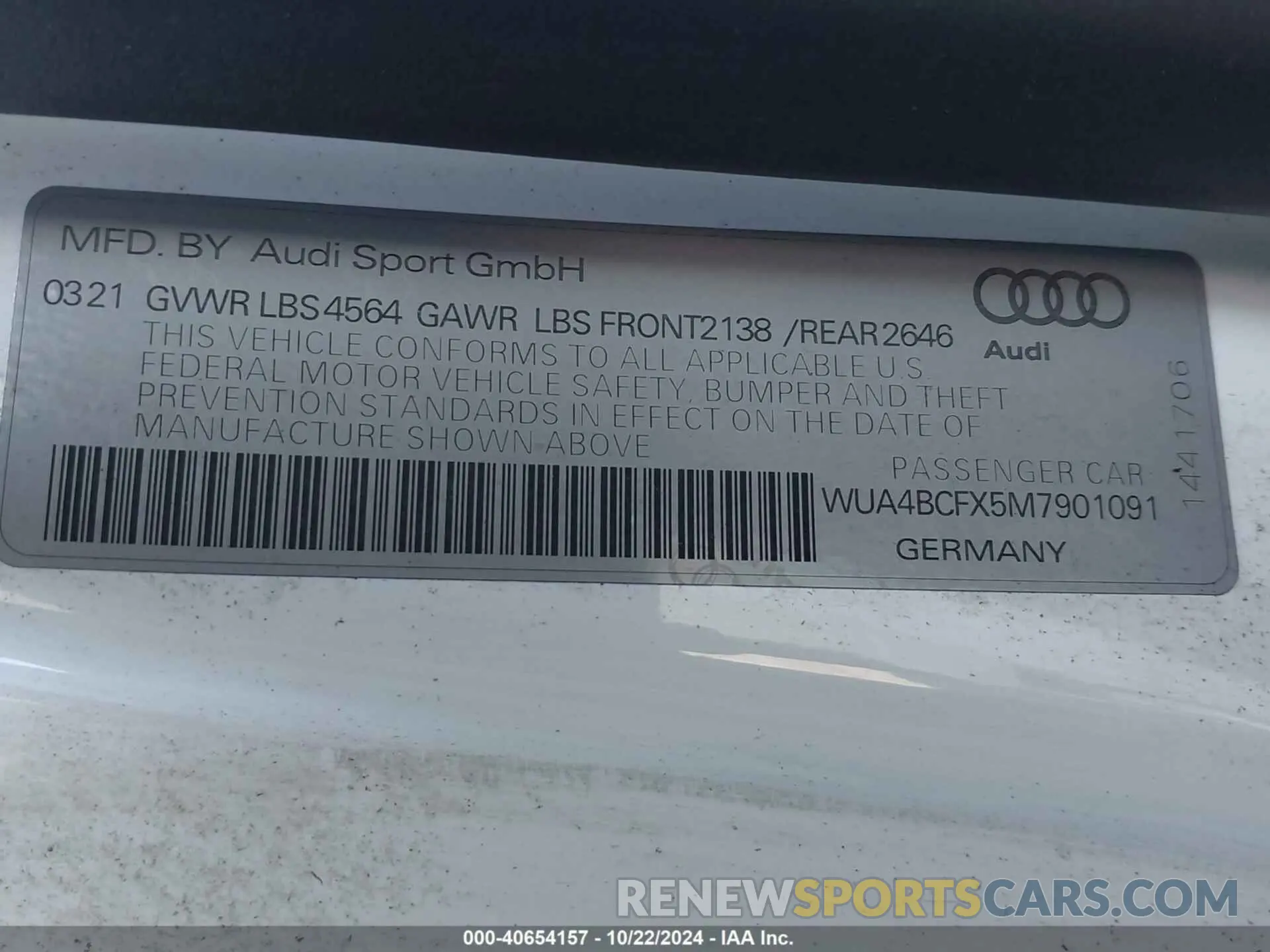 9 Photograph of a damaged car WUA4BCFX5M7901091 AUDI R8 SPYDER 2021