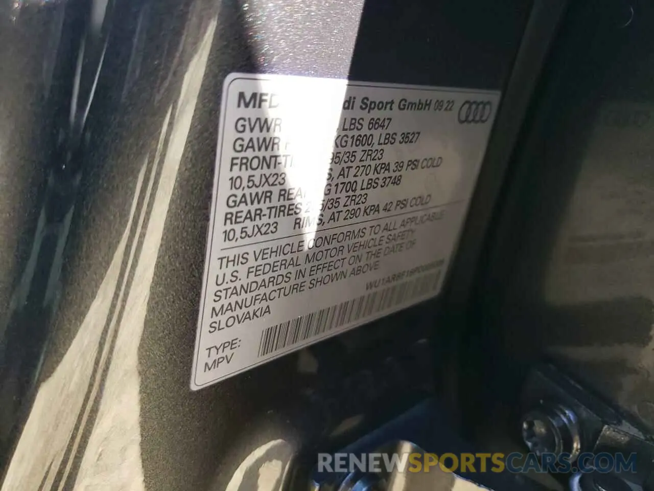 12 Photograph of a damaged car WU1ARBF18PD005006 AUDI RS 2023