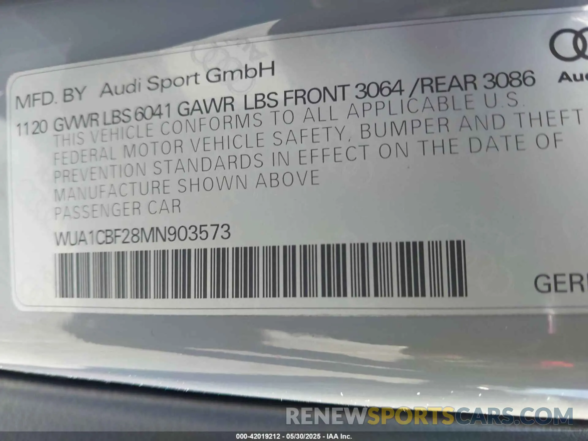 9 Photograph of a damaged car WUA1CBF28MN903573 AUDI RS 6 AVANT 2021