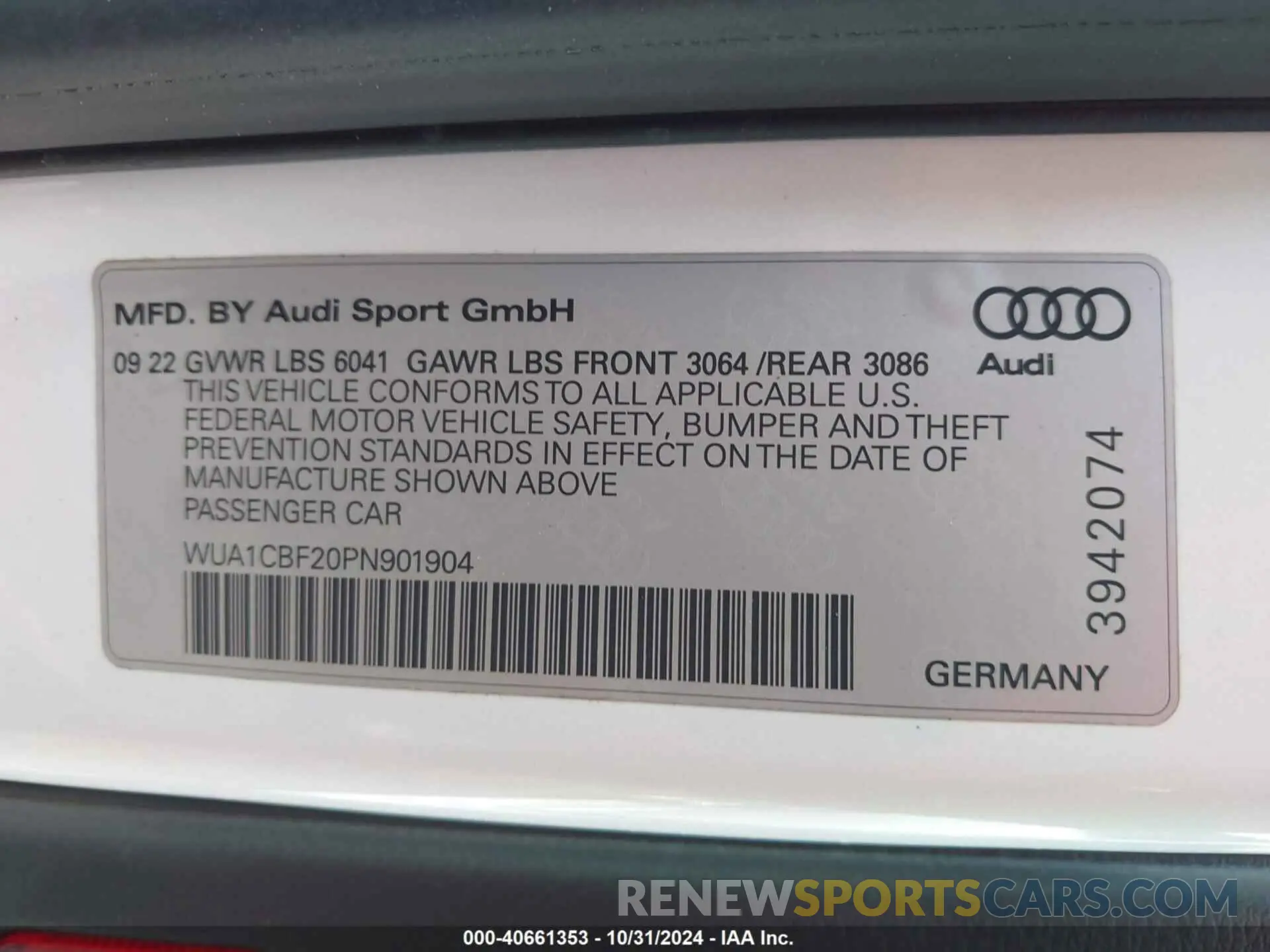9 Photograph of a damaged car WUA1CBF20PN901904 AUDI RS 6 AVANT 2023