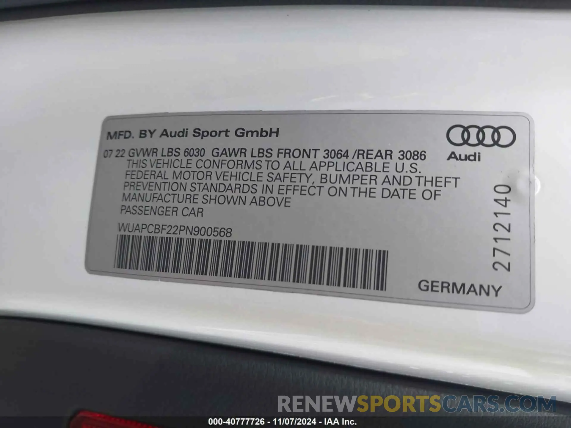 9 Photograph of a damaged car WUAPCBF22PN900568 AUDI RS 7 SPORTBACK 2023