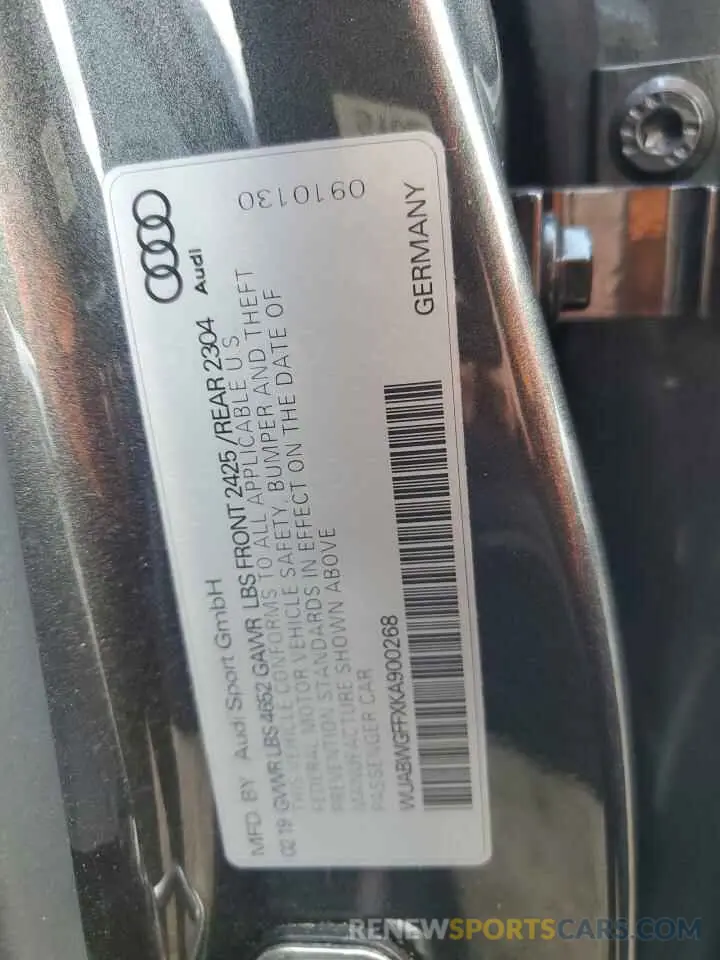 12 Photograph of a damaged car WUABWGFFXKA900268 AUDI RS3 2019