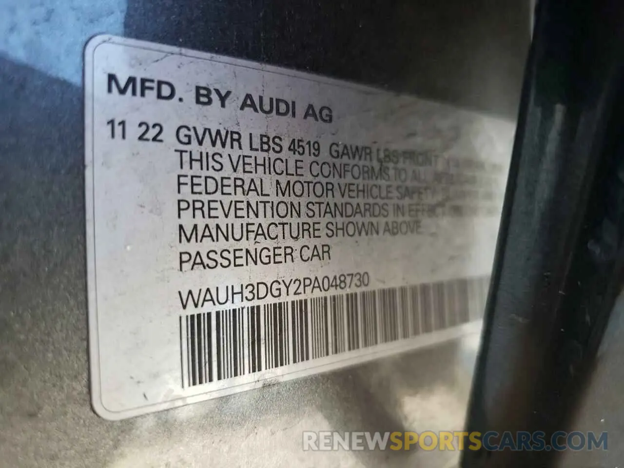 14 Photograph of a damaged car WAUH3DGY2PA048730 AUDI S3 2023
