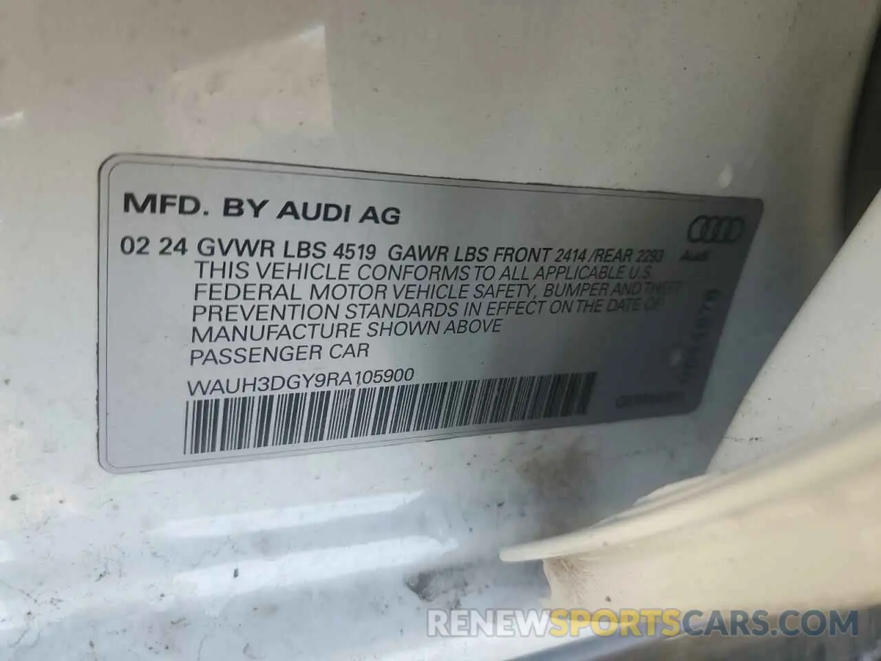 12 Photograph of a damaged car WAUH3DGY9RA105900 AUDI S3 2024