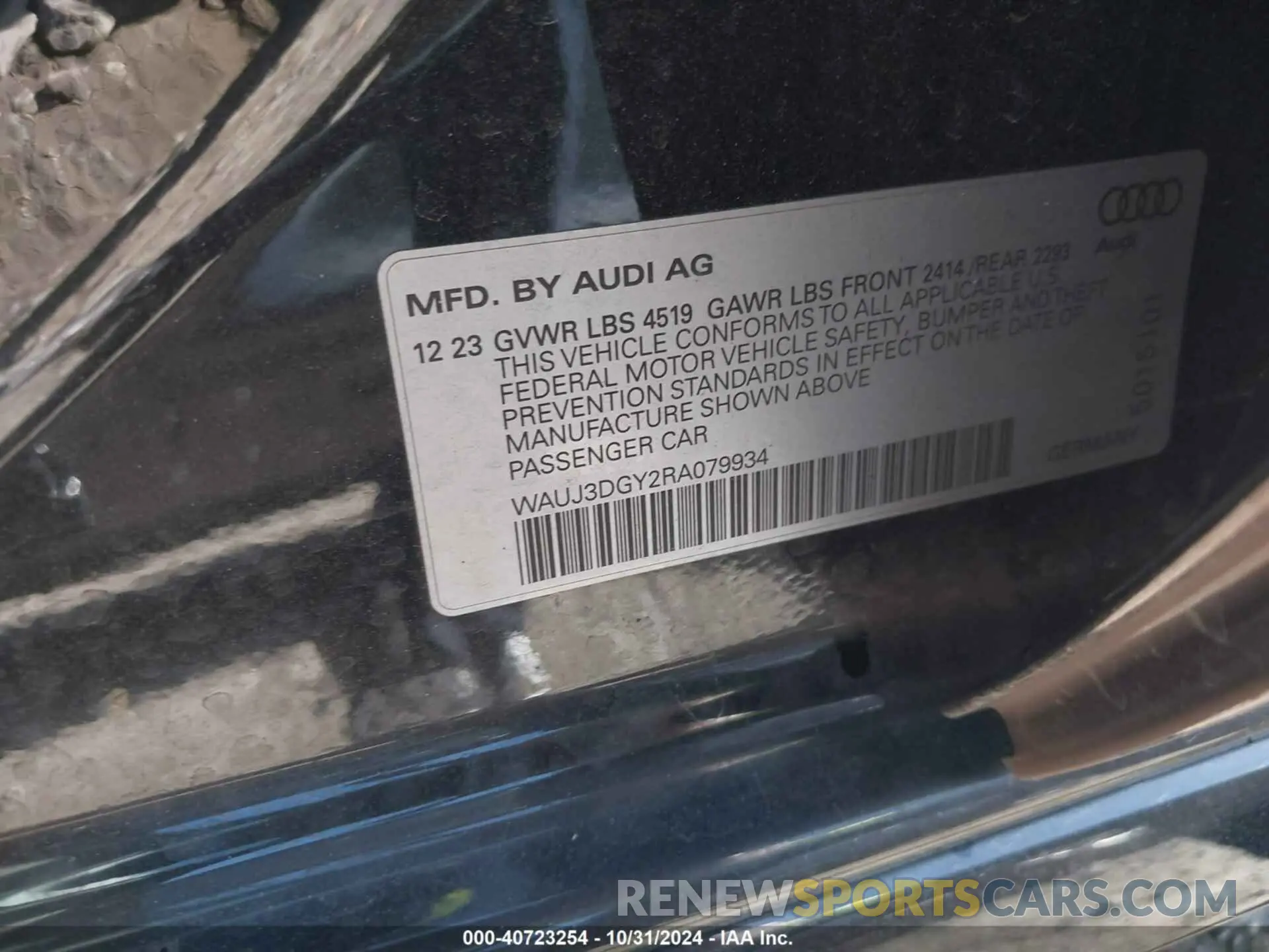 9 Photograph of a damaged car WAUJ3DGY2RA079934 AUDI S3 2024