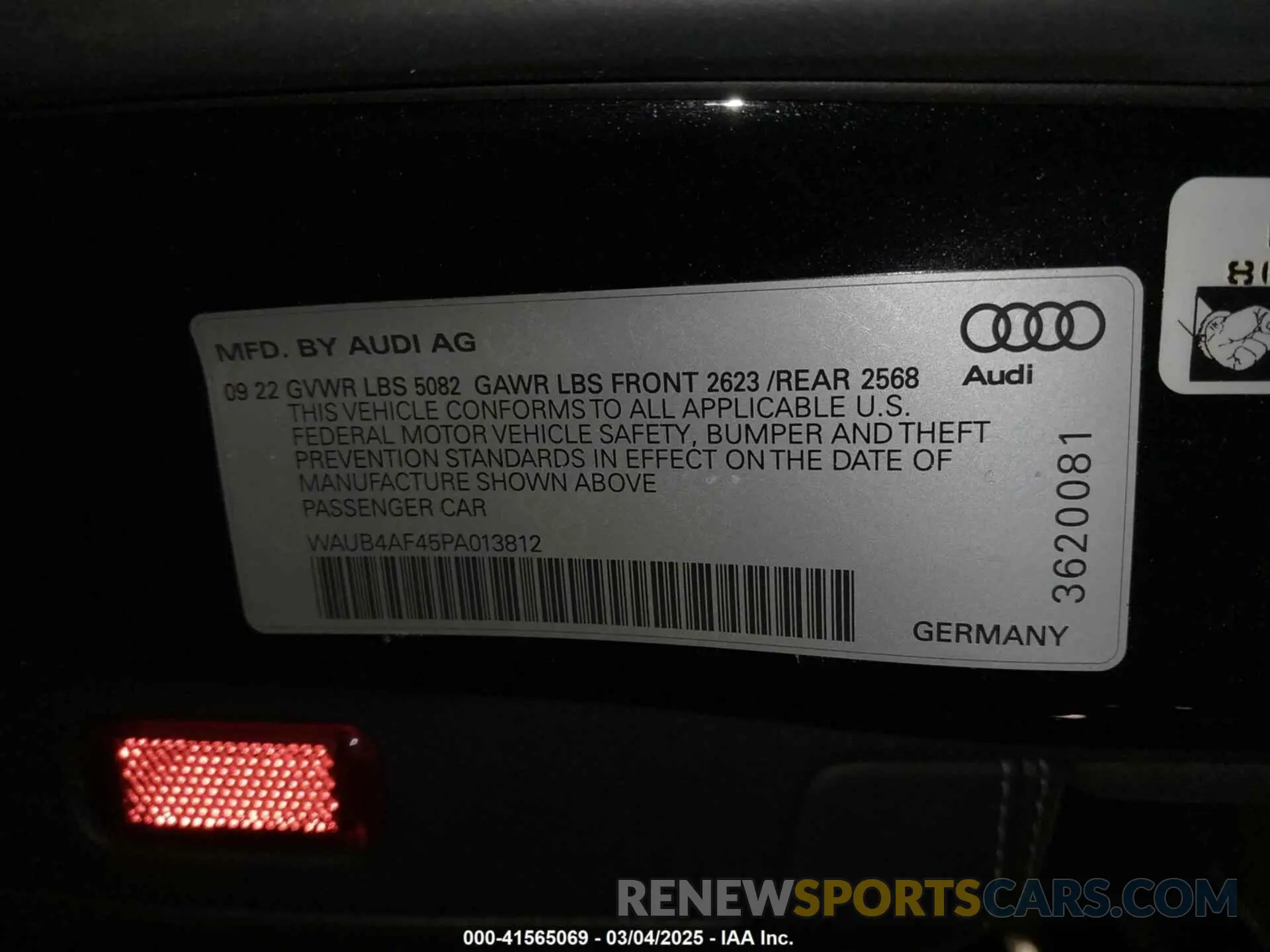 9 Photograph of a damaged car WAUB4AF45PA013812 AUDI S4 2023