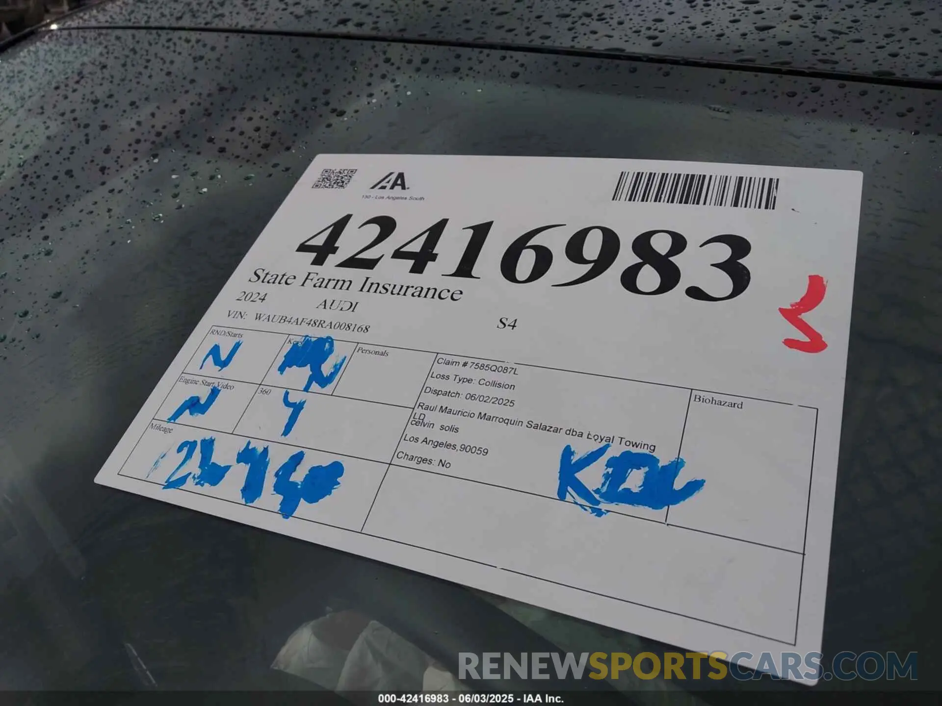 16 Photograph of a damaged car WAUB4AF48RA008168 AUDI S4 2024