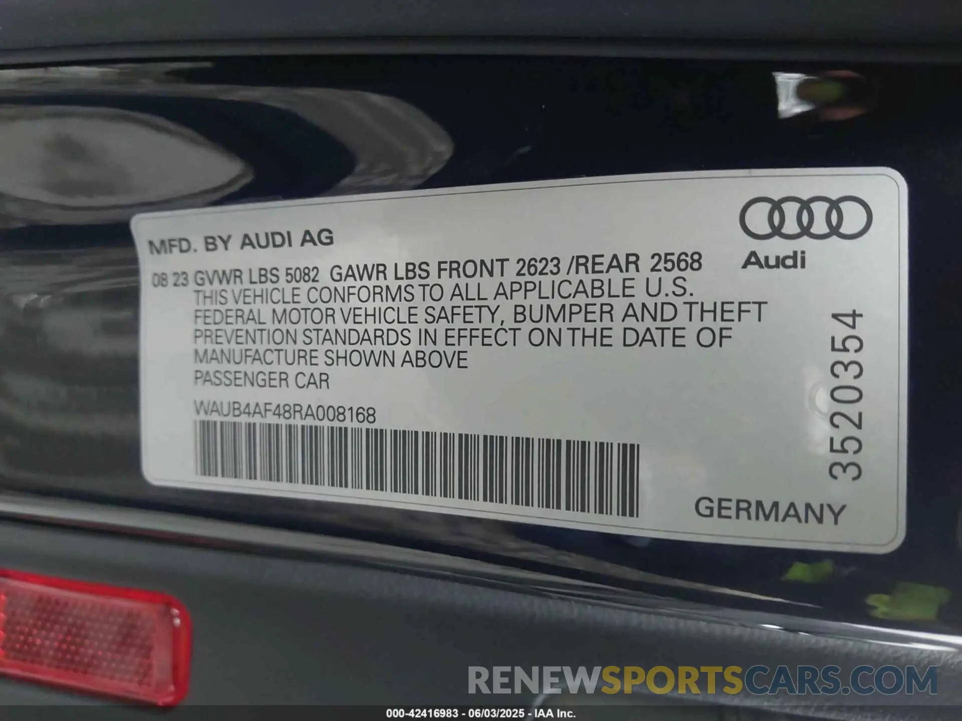 9 Photograph of a damaged car WAUB4AF48RA008168 AUDI S4 2024