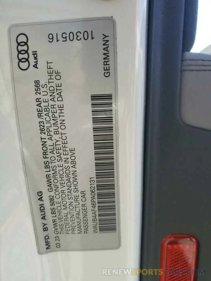 12 Photograph of a damaged car WAUB4AF46PA062131 AUDI S4/RS4 2023