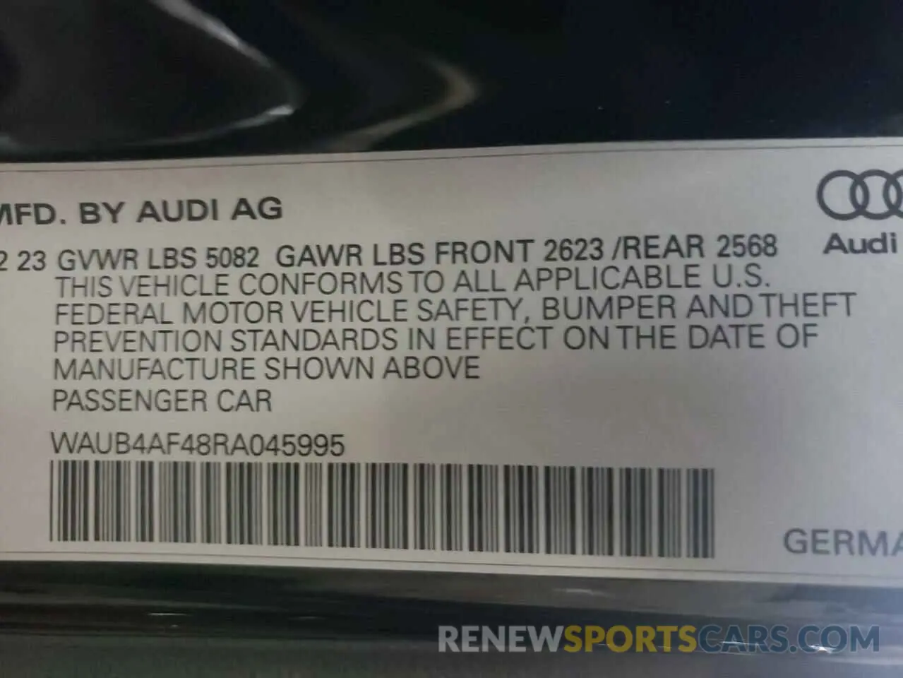 12 Photograph of a damaged car WAUB4AF48RA045995 AUDI S4/RS4 2024