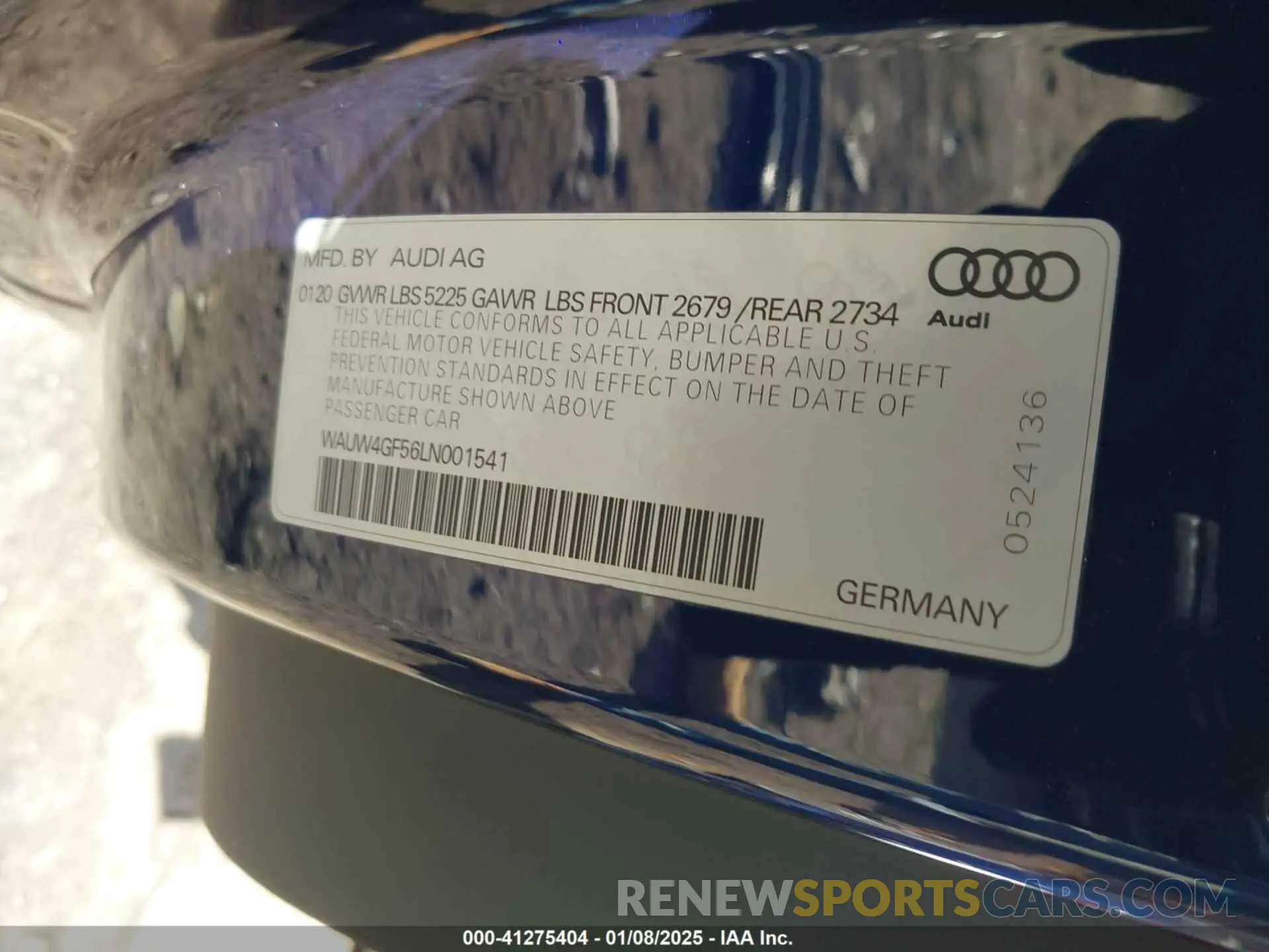 9 Photograph of a damaged car WAUW4GF56LN001541 AUDI S5 CABRIOLET 2020