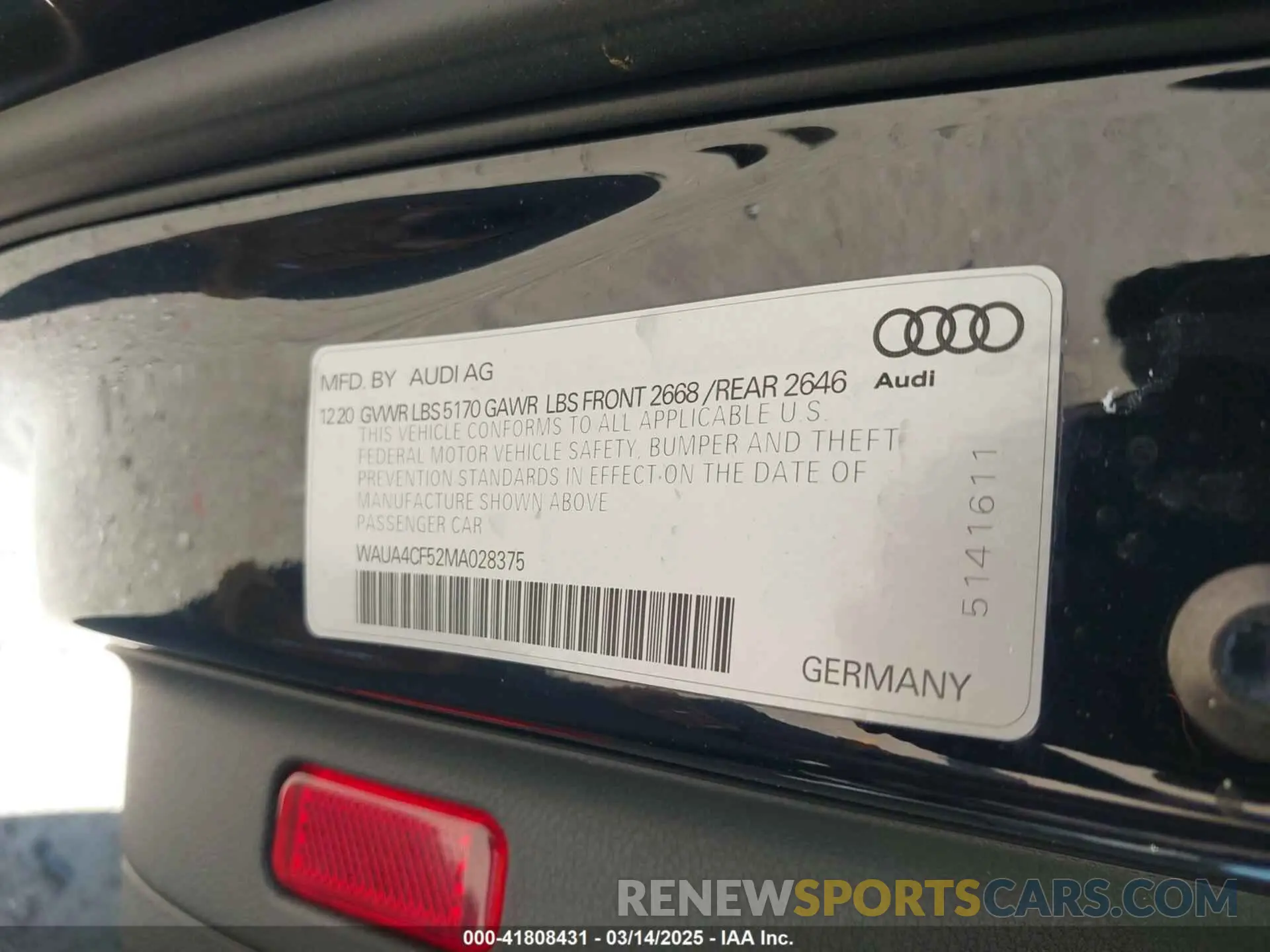 9 Photograph of a damaged car WAUA4CF52MA028375 AUDI S5 SPORTBACK 2021