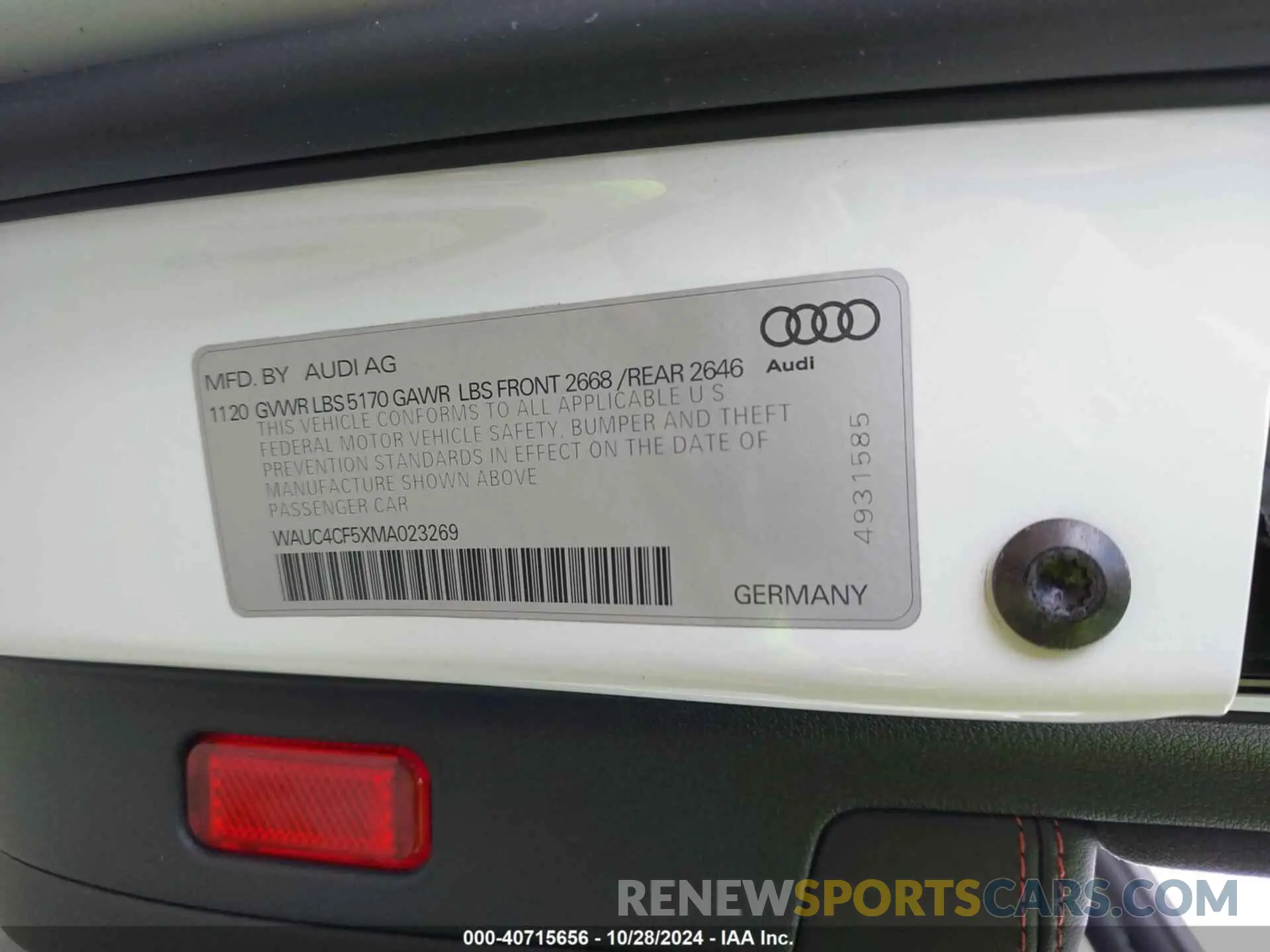 9 Photograph of a damaged car WAUC4CF5XMA023269 AUDI S5 SPORTBACK 2021