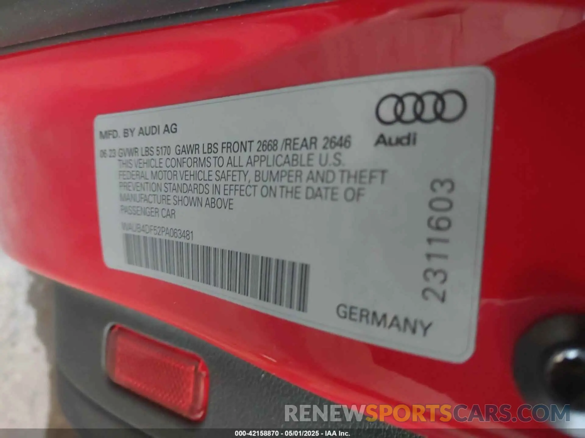 9 Photograph of a damaged car WAUB4DF52PA063481 AUDI S5 SPORTBACK 2023
