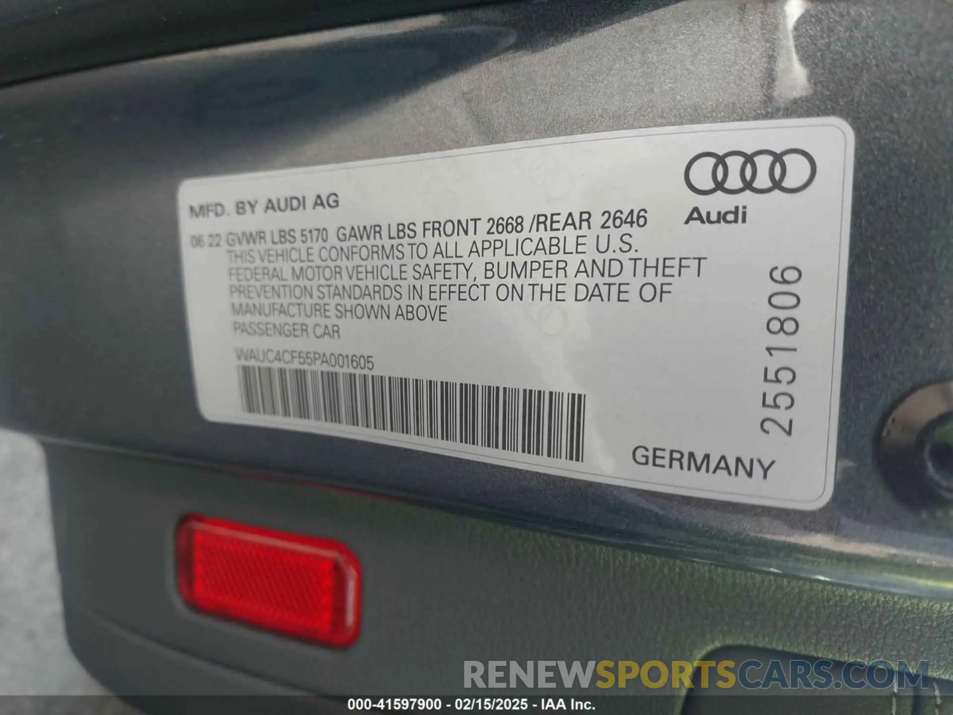 9 Photograph of a damaged car WAUC4CF55PA001605 AUDI S5 SPORTBACK 2023